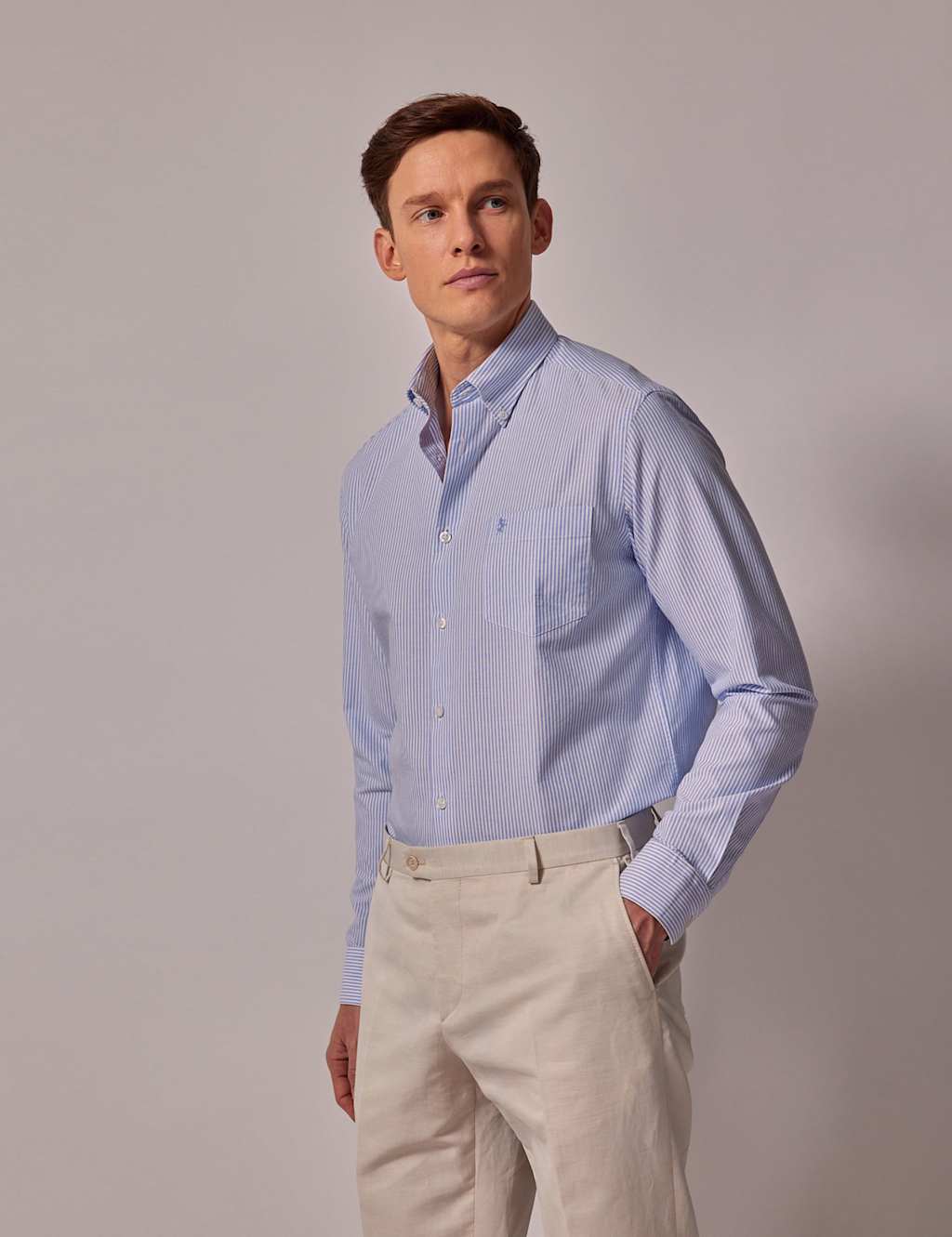 Regular Fit Pure Cotton Striped Oxford Shirt