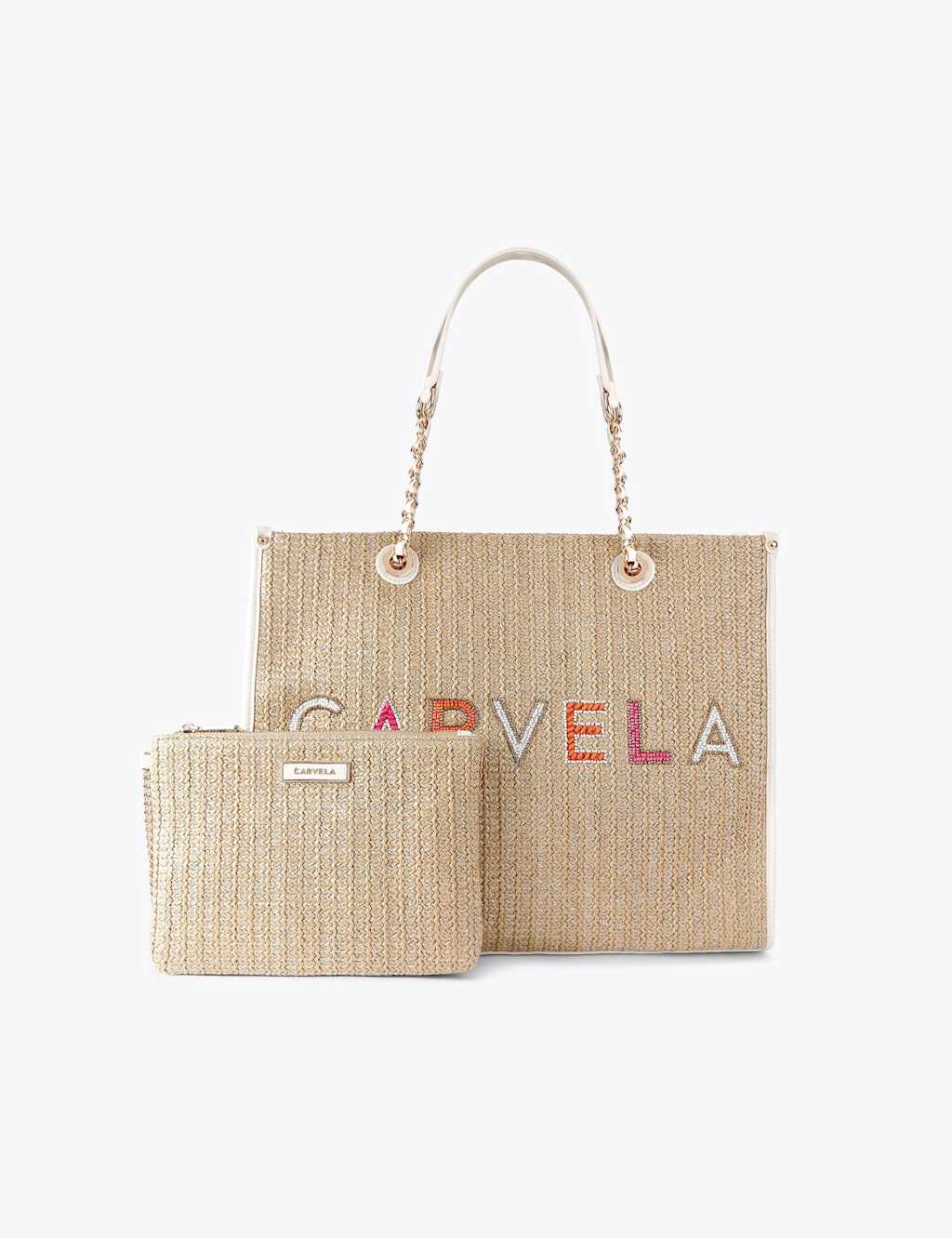 Carvela Women's Raffia Beaded Tote Bag - Beige Mix - Available at M&S