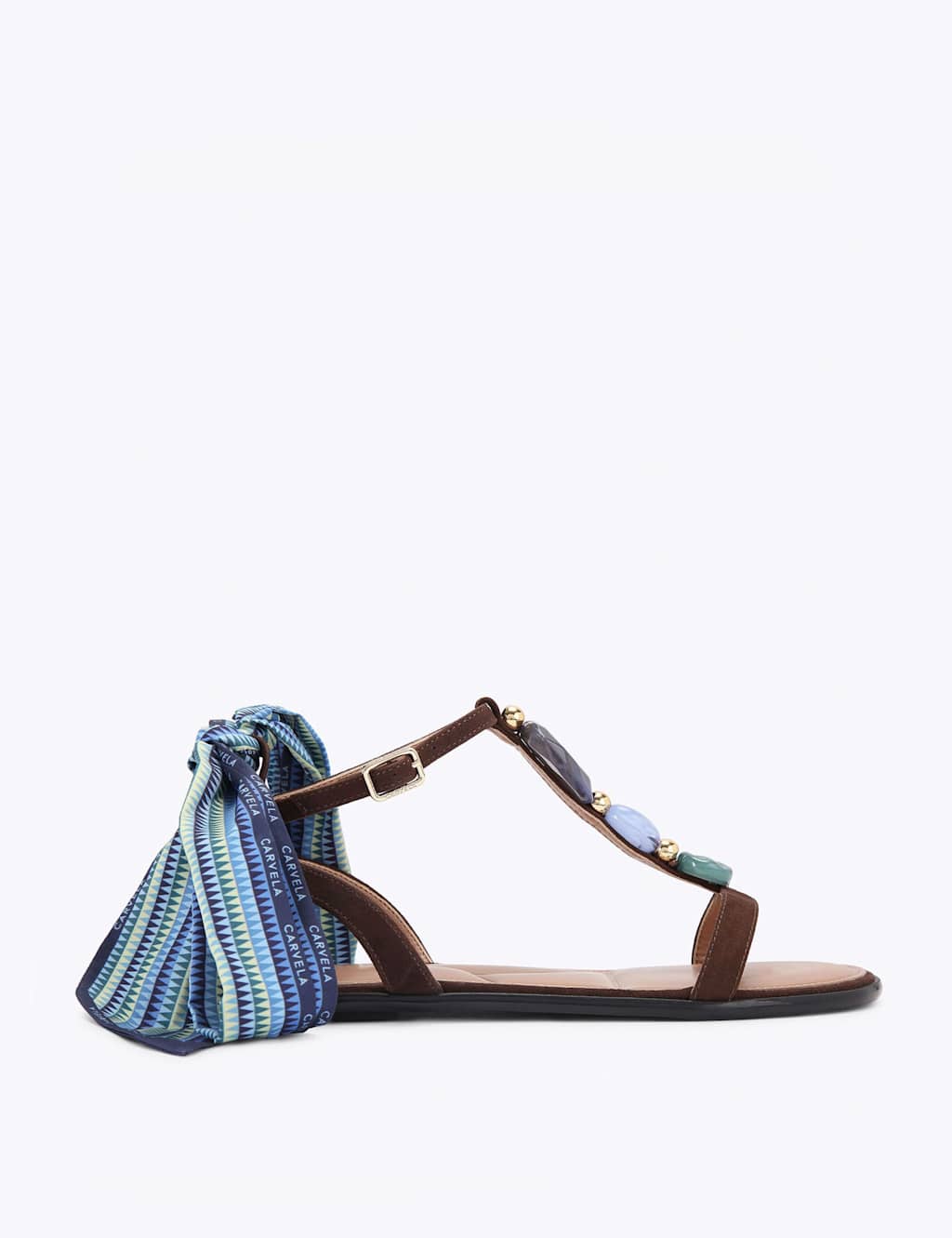 Carvela Women's Suede Embellished Scarf Tie Flat Sandals - 6 - Brown - Available at M&S
