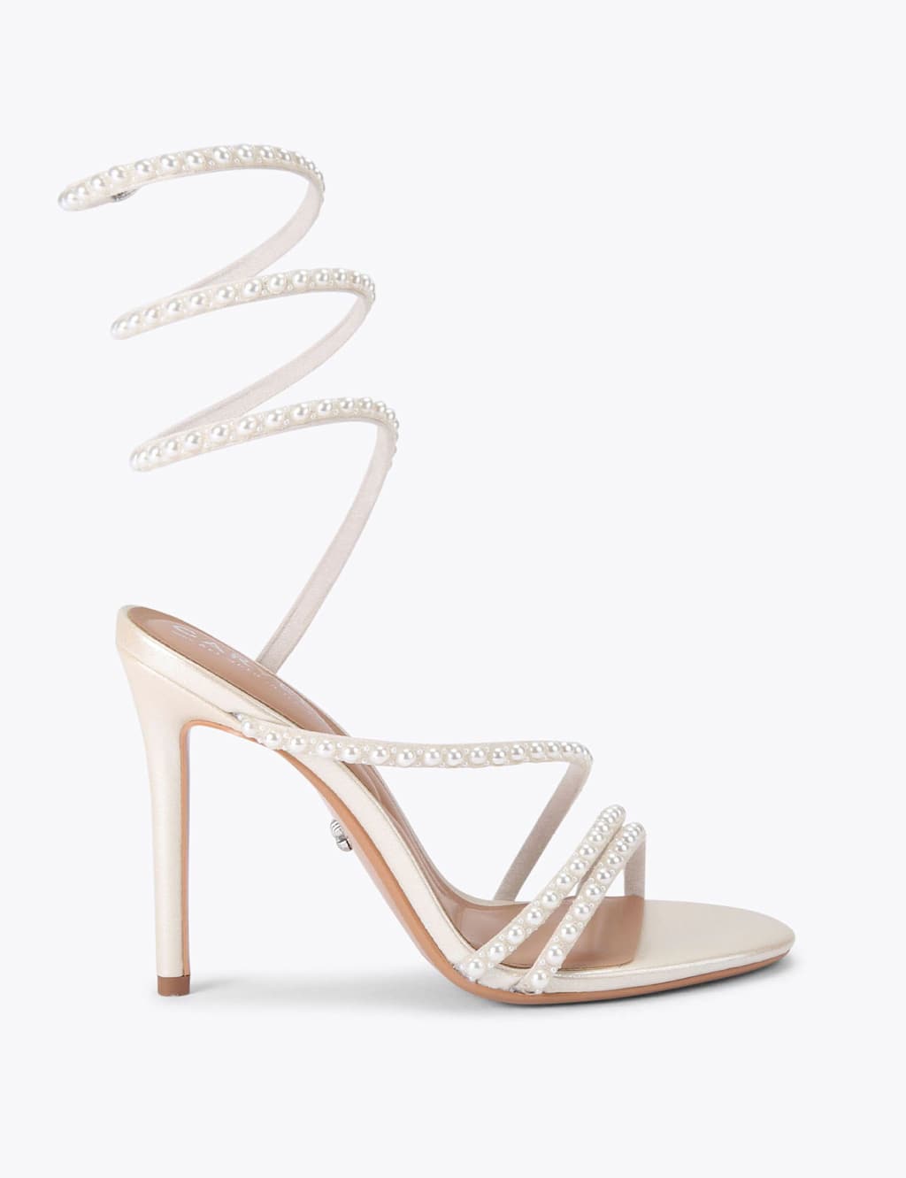 Carvela Embellished Spiral Strap Stiletto Heel Sandals Gold