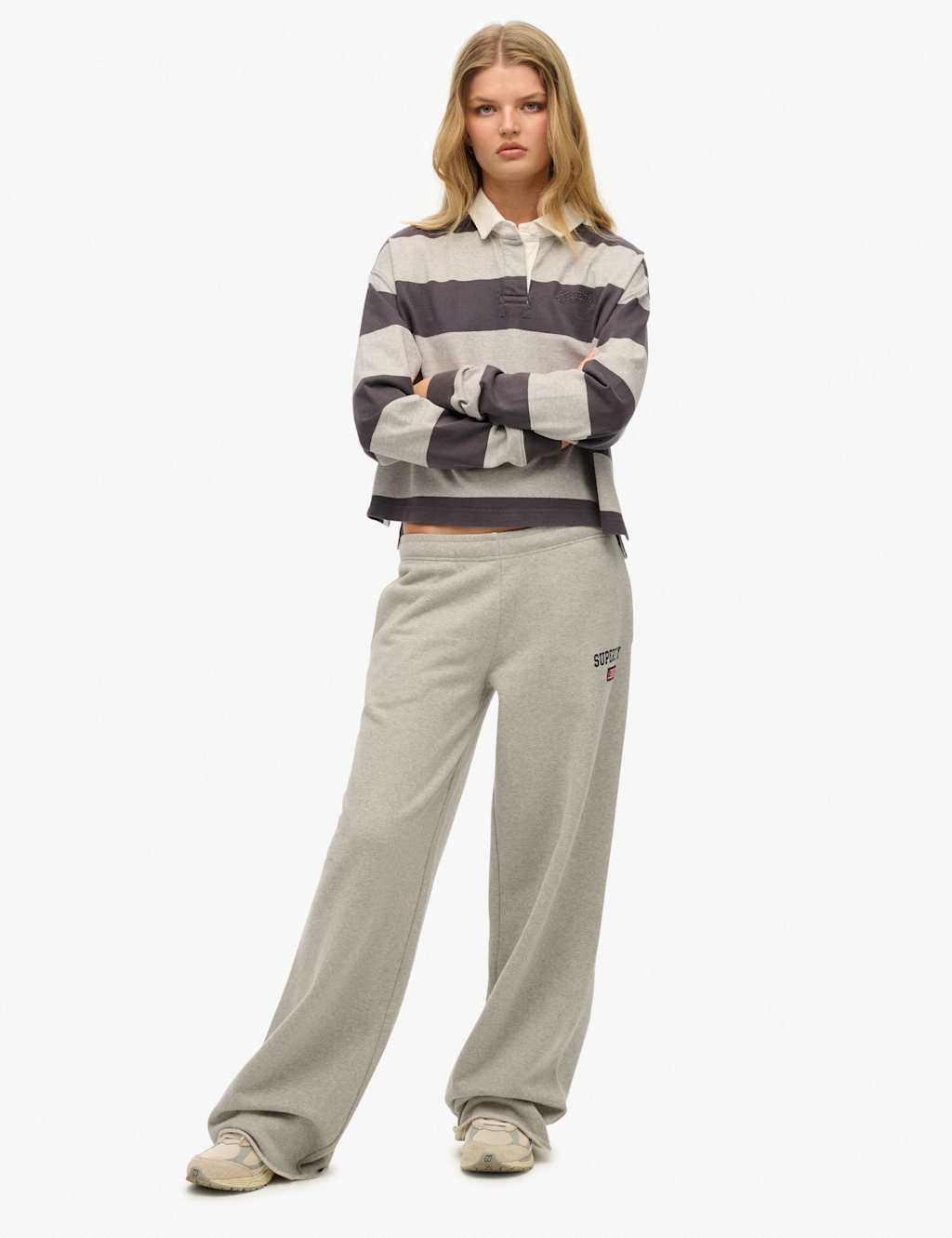 Superdry & Co Pure Cotton Wide Leg Joggers Grey