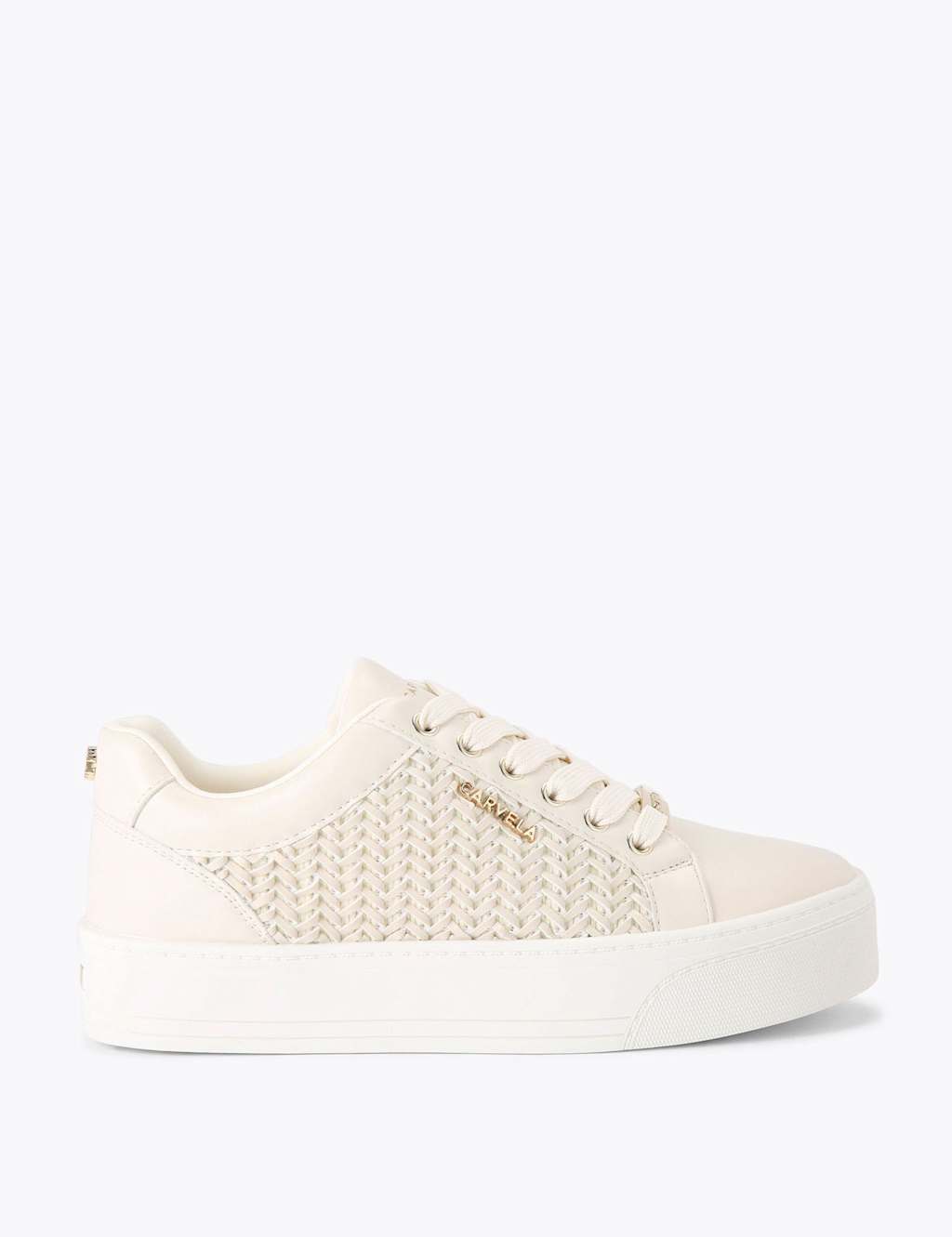 Carvela Women's Lace Up Woven Side Detail Flatform Trainers - 7 - Beige - Available at M&S