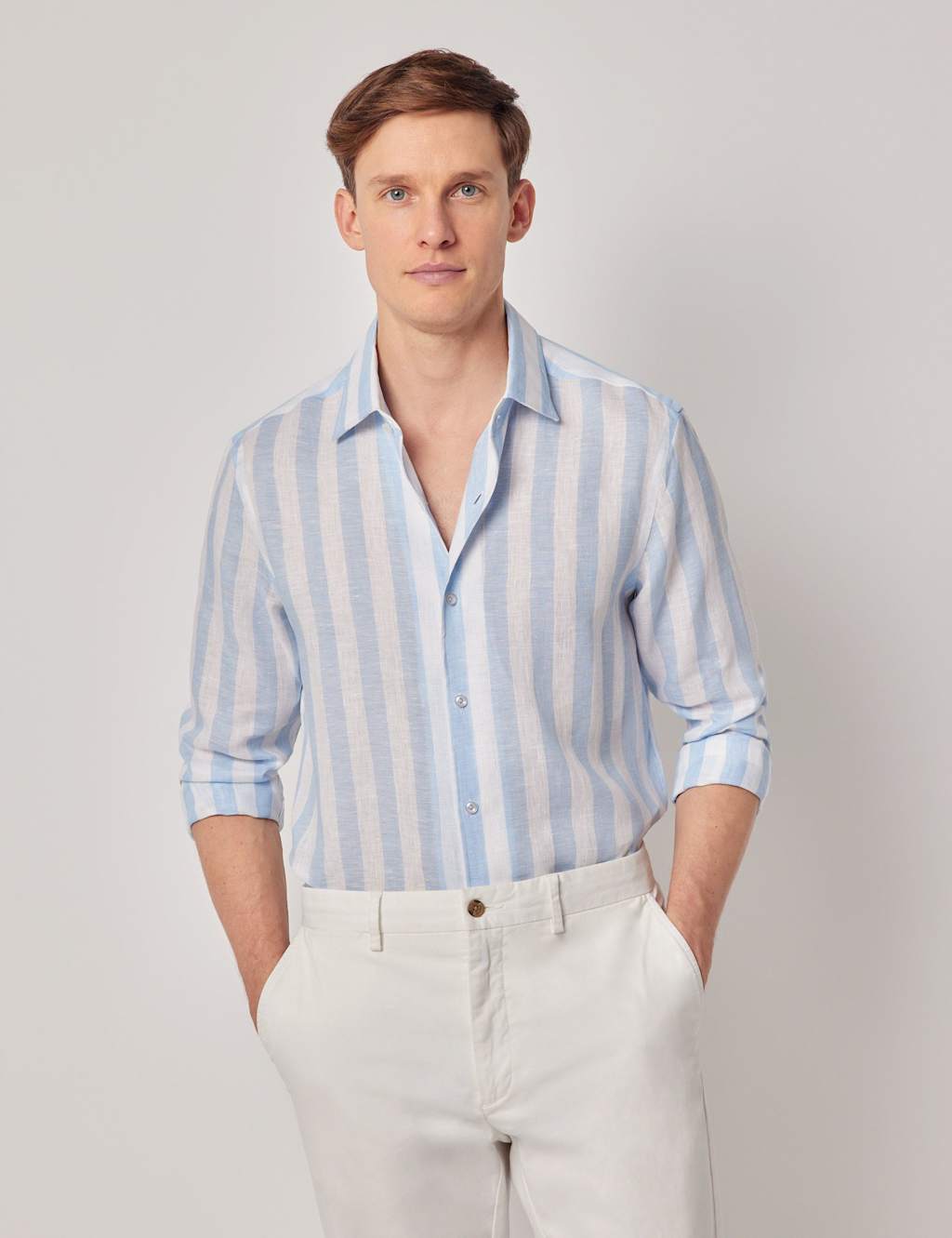 Slim Fit Pure Linen Striped Shirt