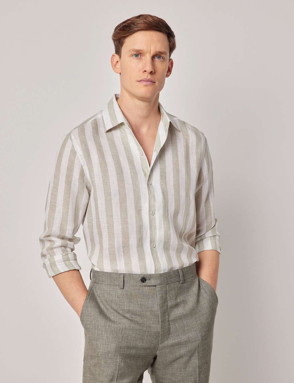 Slim Fit Pure Linen Striped Shirt