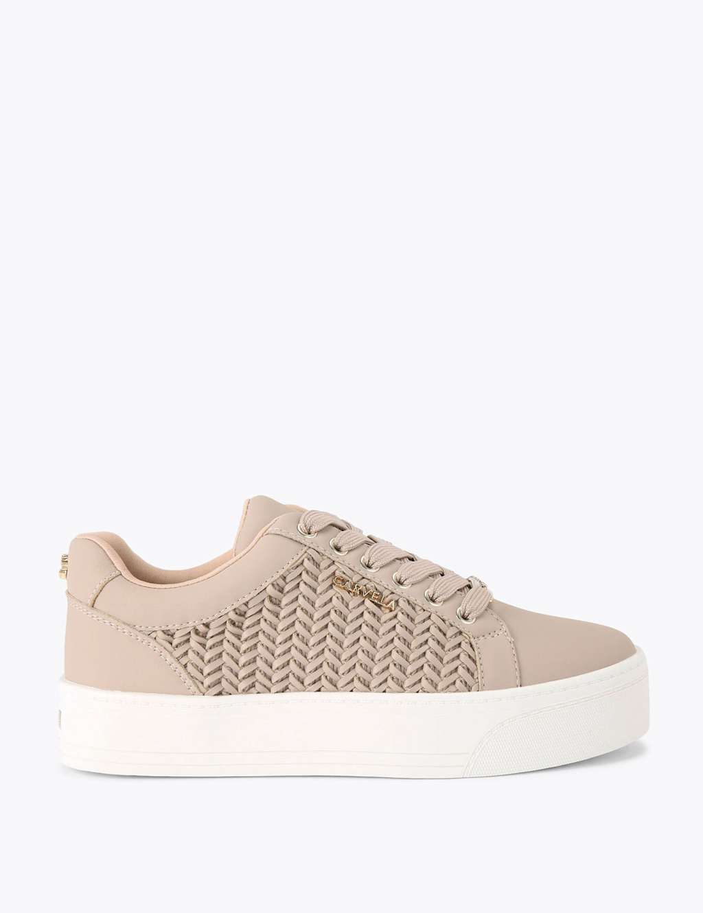 Carvela Women's Lace Up Woven Platform Trainers - 5 - Beige - Available at M&S