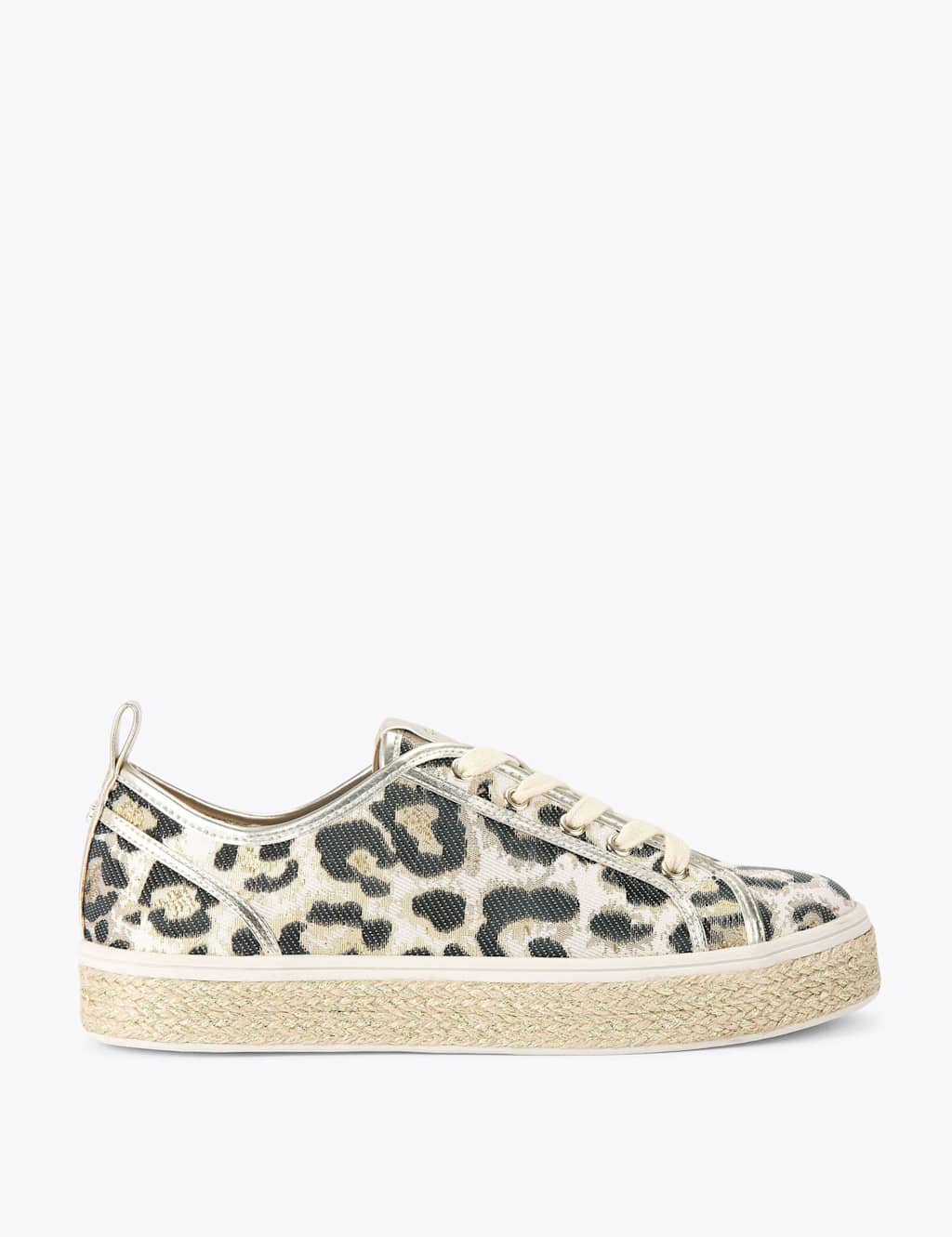 Carvela Women's Leopard Print Metallic Lace Up Trainers - 7 - Silver - Available at M&S