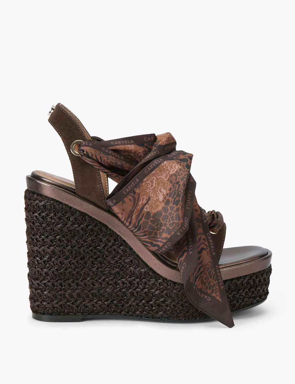 Carvela Women's Suede Scarf Tie Wedge Open Toe Sandals - 7 - Brown - Available at M&S