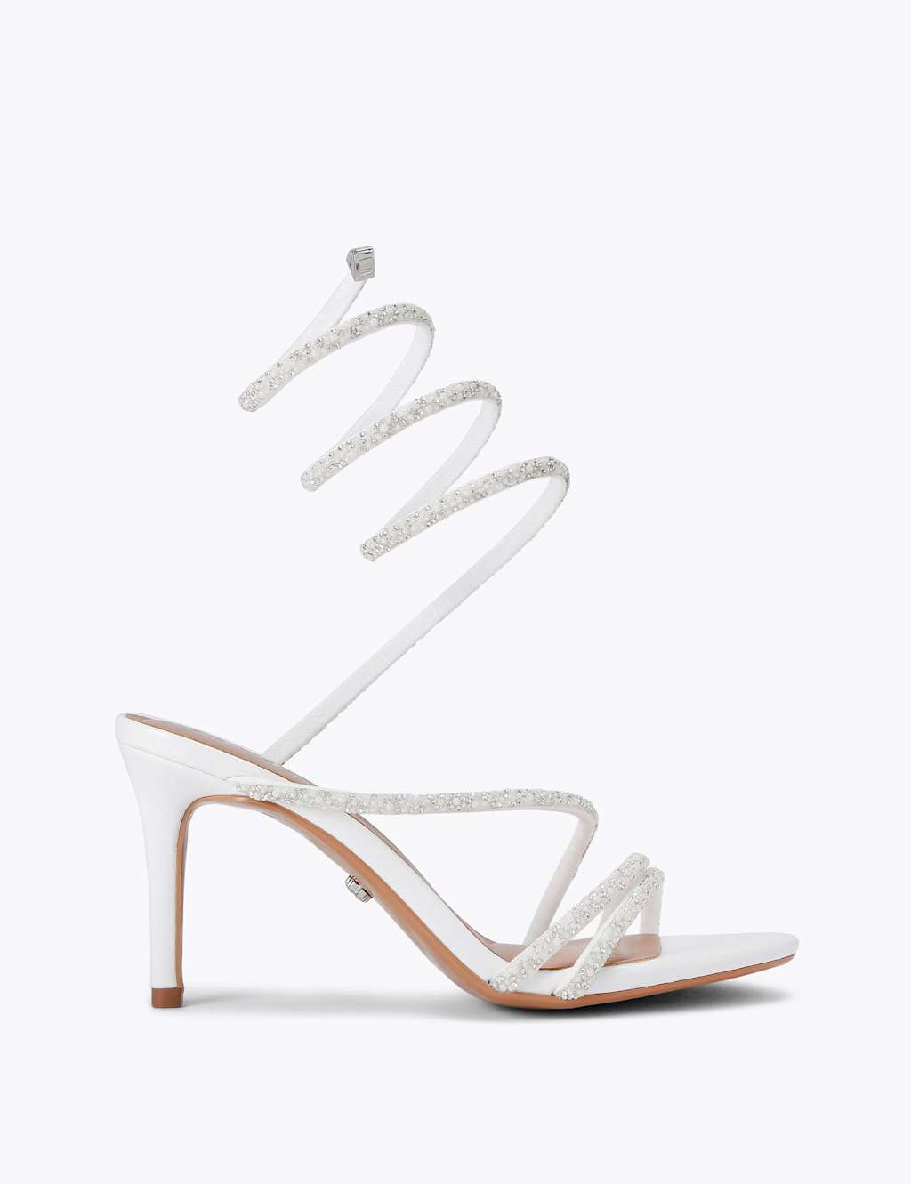 Carvela Embellished Spiral Strap Stiletto Heel Sandals White
