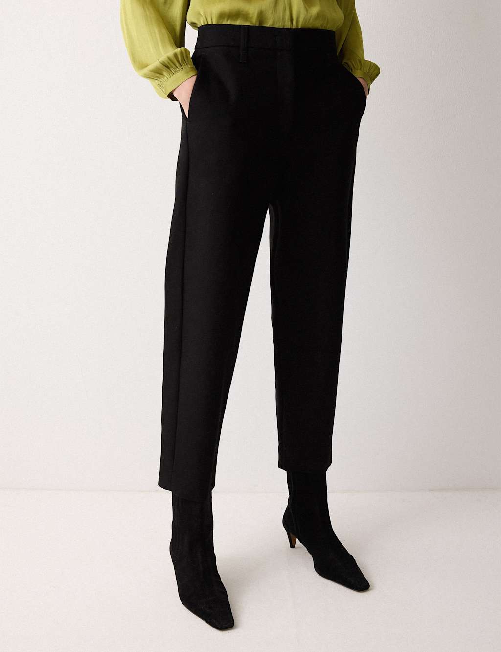 Jigsaw Women's Pure Cotton Straight Leg Cropped Trousers - 16 - Black - Available at M&S