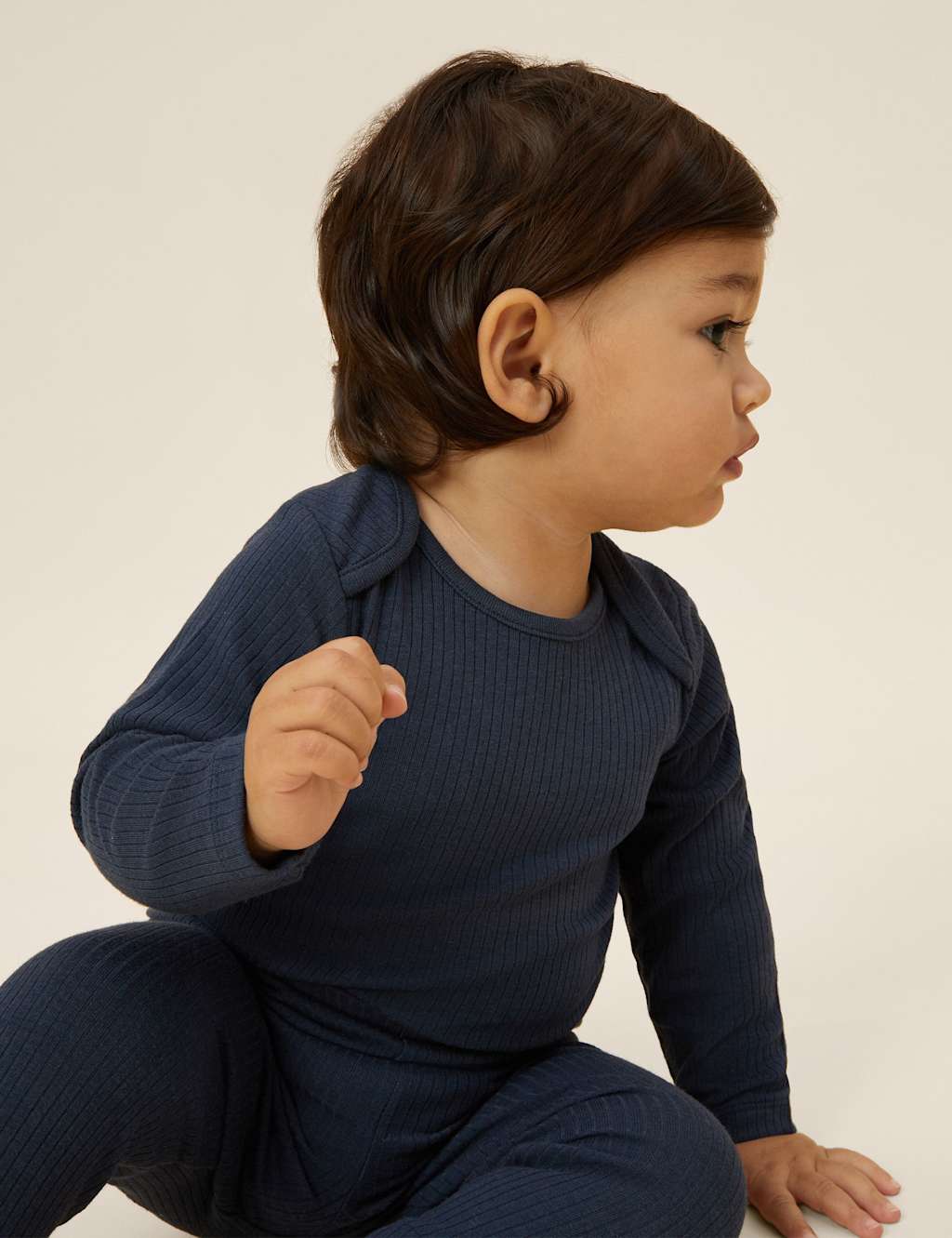 MORI Ribbed Bodysuit (0-24 Mths) Navy