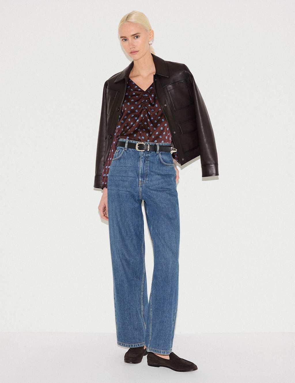 Jigsaw Women's Floral V-Neck Blouse - 12 - Burgundy Mix - Available at M&S