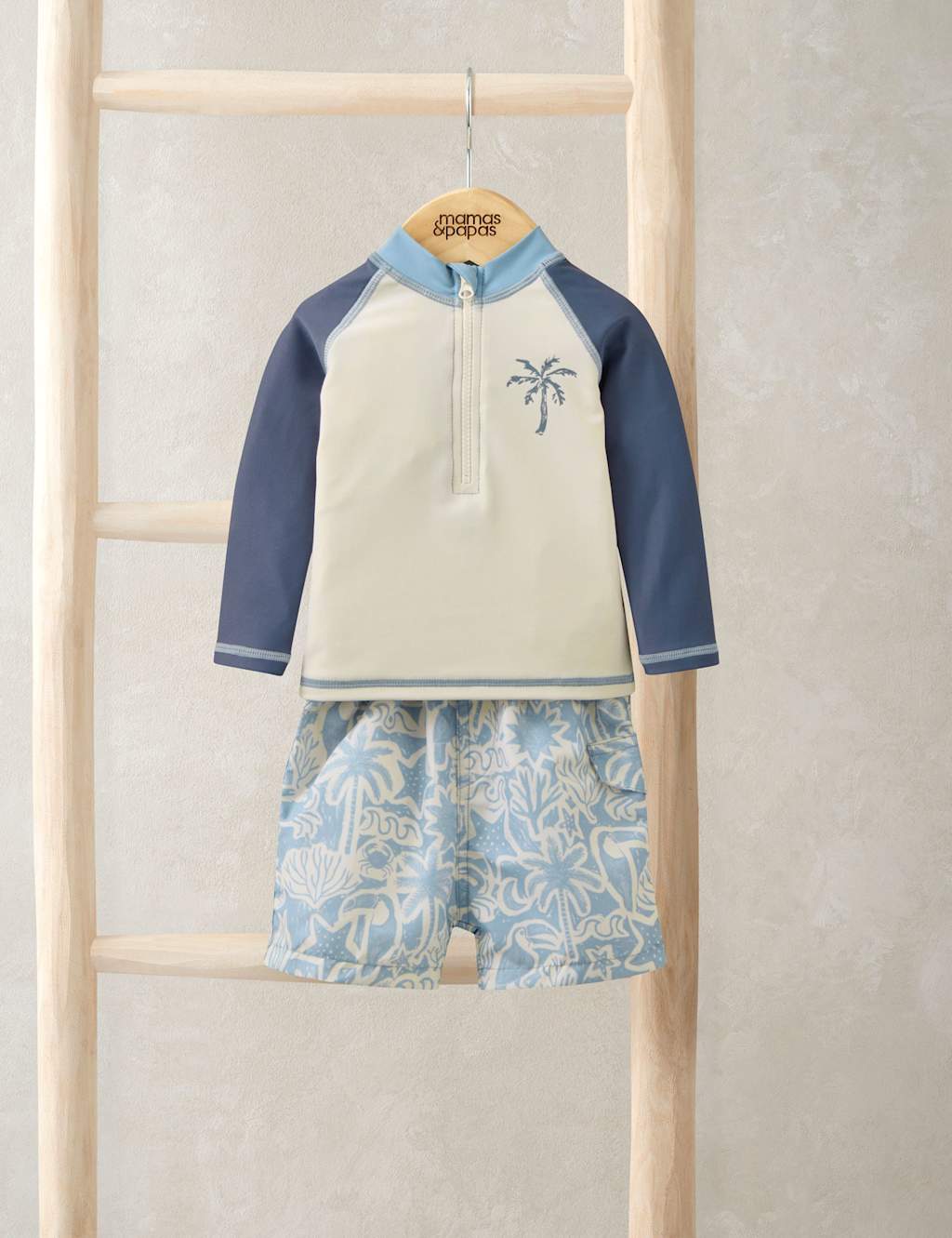 Mamas & Papas Boys 2 Piece Printed Swim Set (0 Mths-3 Yrs) - 18-24 Months - Blue - Available at M&S