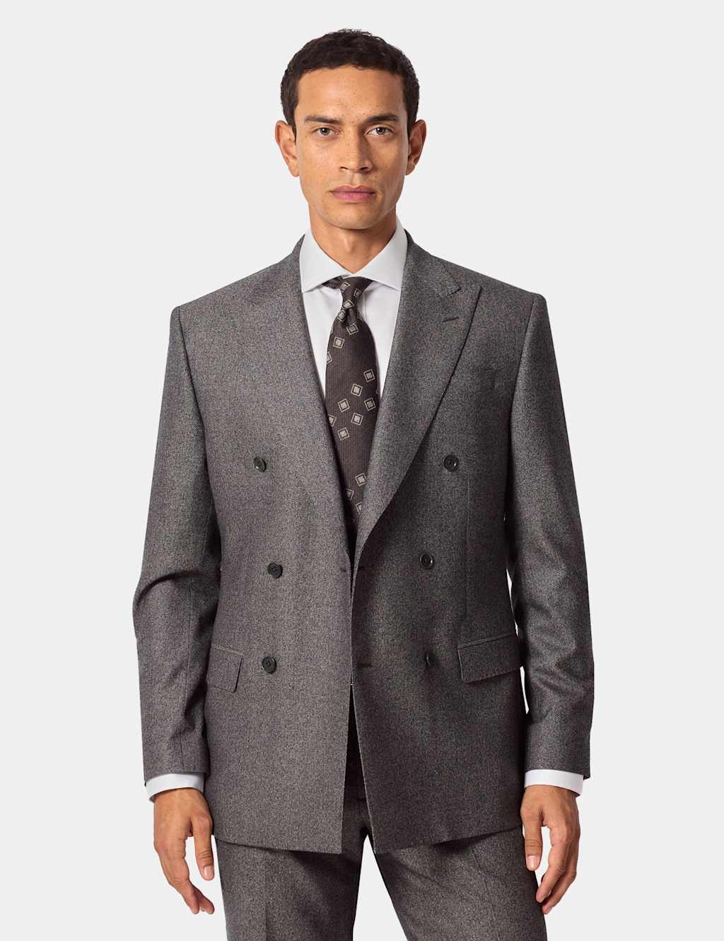 Hawes & Curtis Pure Wool Herringbone Double Breasted Blazer Taupe