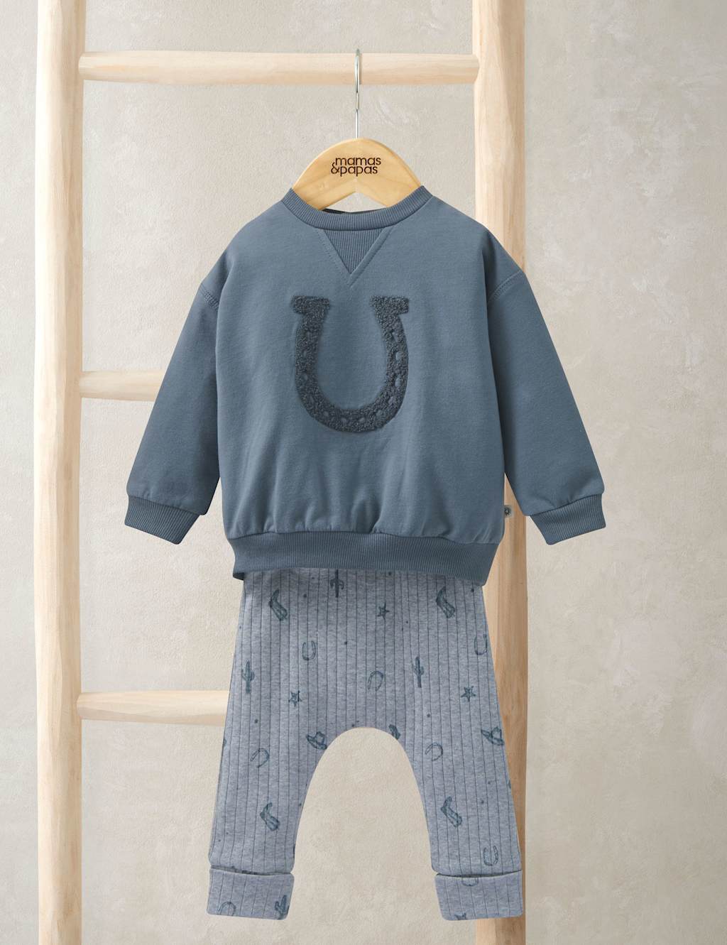 Mamas & Papas Boys 2 Piece Wild West Jumper & Leggings Outfit (7lbs-12 Mths) - Newborn - 1 Months - Blue - Available at M&S