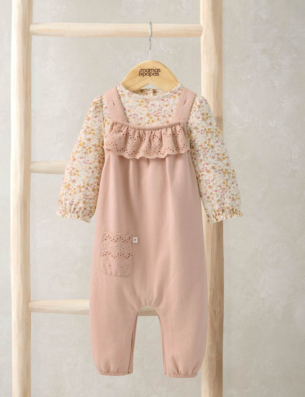 Mamas & Papas Girls 2 Piece Pure Cotton Floral Outfit (7lbs-12 Mths) - Newborn - 1 Months - Pink - Available at M&S