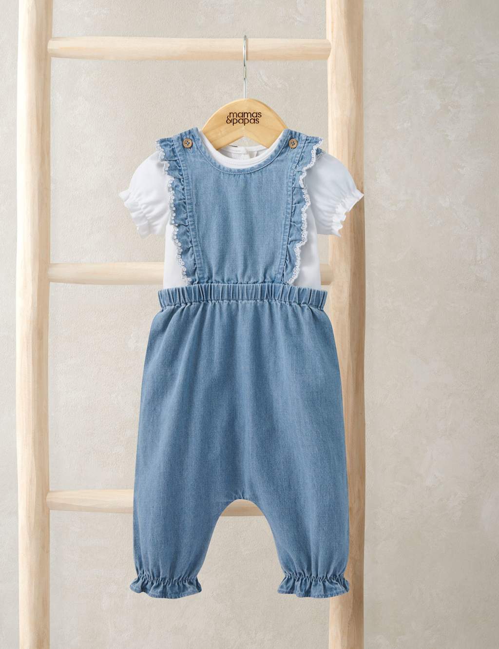 Mamas & Papas Girls 2 Piece Pure Cotton Outfit (7lbs-12 Mths) - Newborn - 1 Months - Blue - Available at M&S