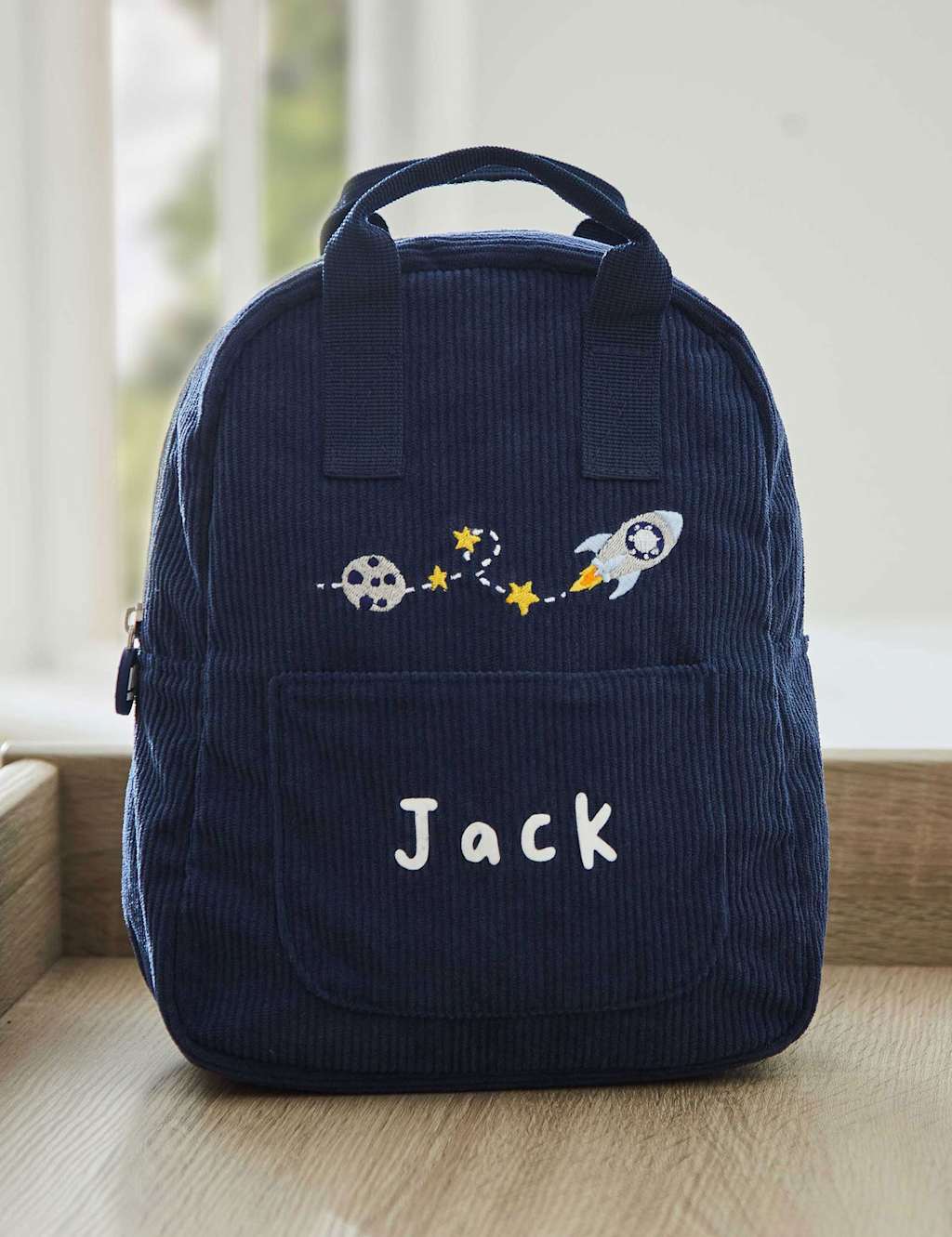 My 1st Years Personalised Rocket Mini Cord Backpack Navy
