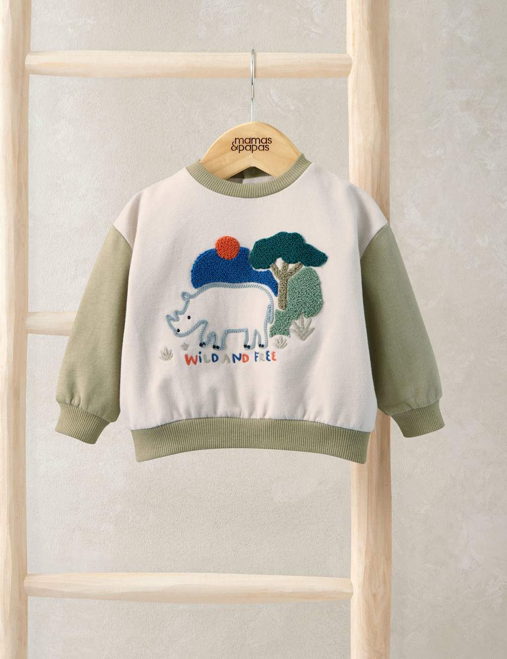Mamas & Papas Boys Wild and Free Boucle Sweatshirt (0-3 Yrs) - 3-6 Months - Beige - Available at M&S