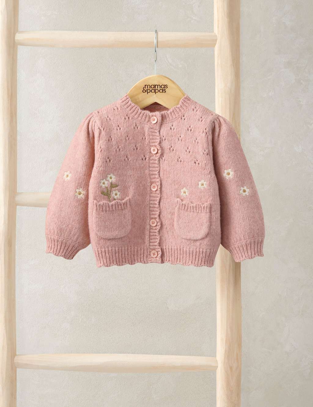 Mamas & Papas Girls Daisy Embroidered Cardigan (7lbs-12 Mths) - 6-9 Months - Pink - Available at M&S