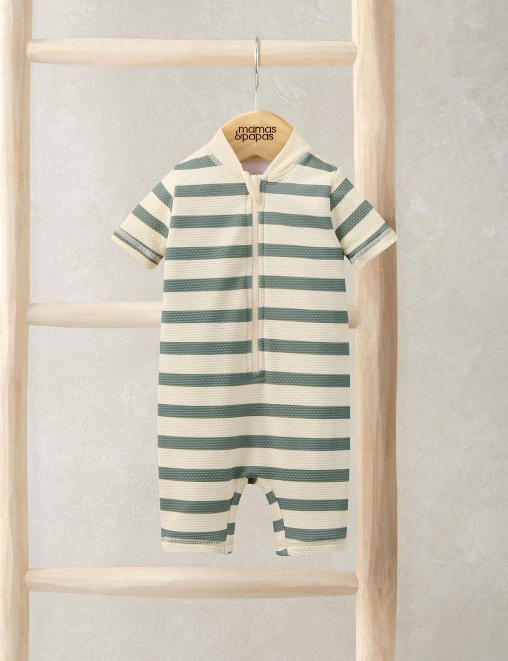 Mamas & Papas Boys Stripe Rashsuit Swim All In One (0-3 Yrs) - 18-24 Months - Green - Available at M&S