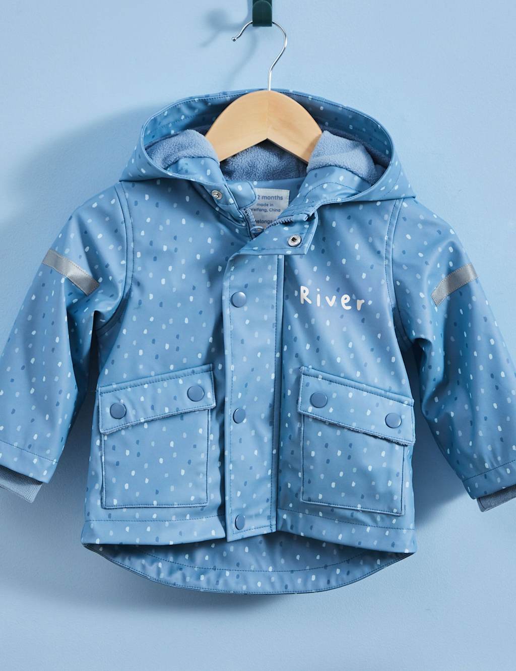 My 1st Years Personalised Blue Spot Print Raincoat Blue