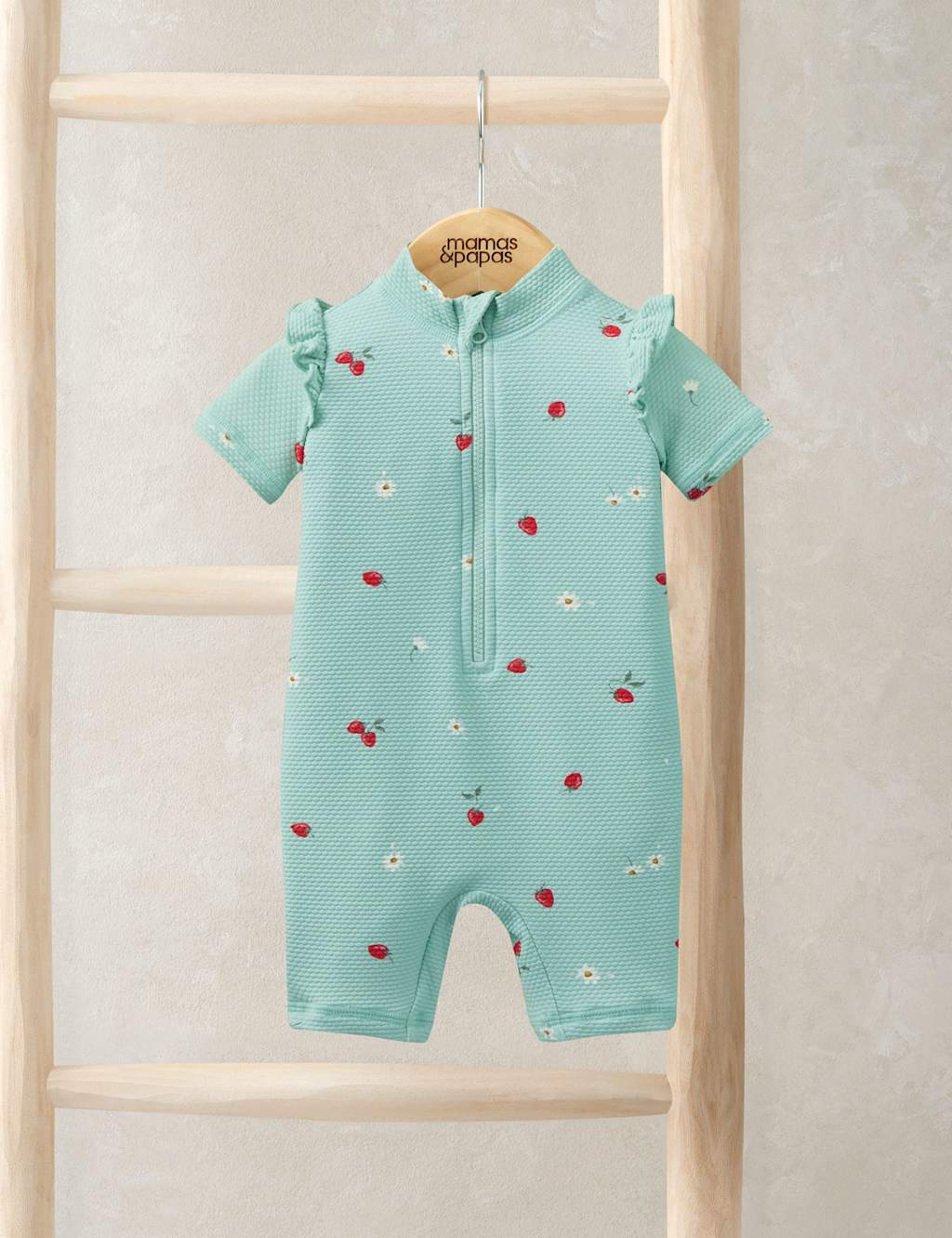 Mamas & Papas Girls Strawberry Rashsuit Swim All In One (0-3 Yrs) - 18-24 Months - Blue - Available at M&S