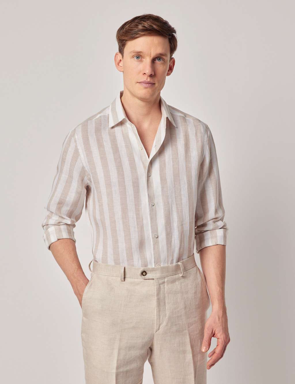 Slim Fit Pure Linen Striped Shirt