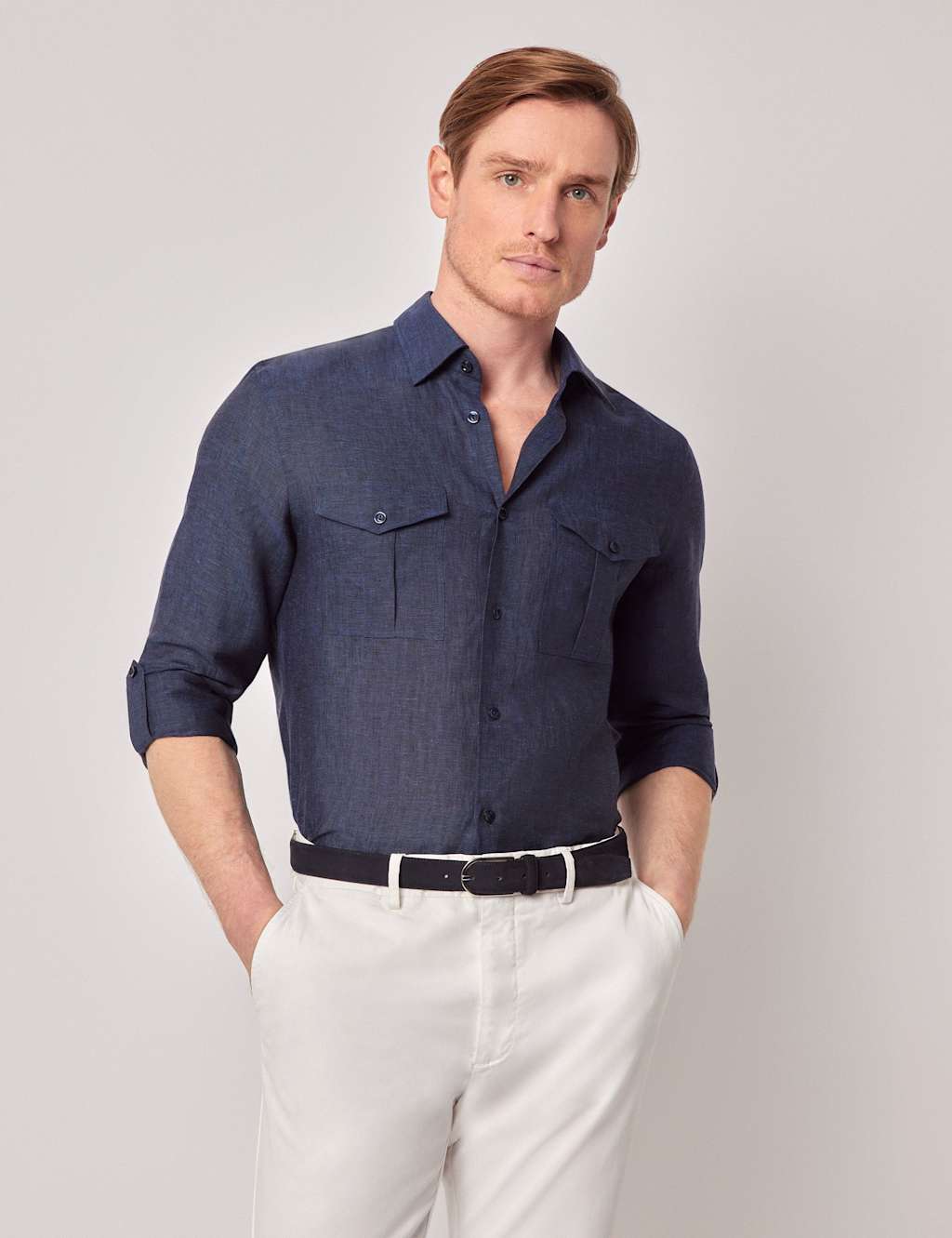 Slim Fit Pure Linen Utility Shirt