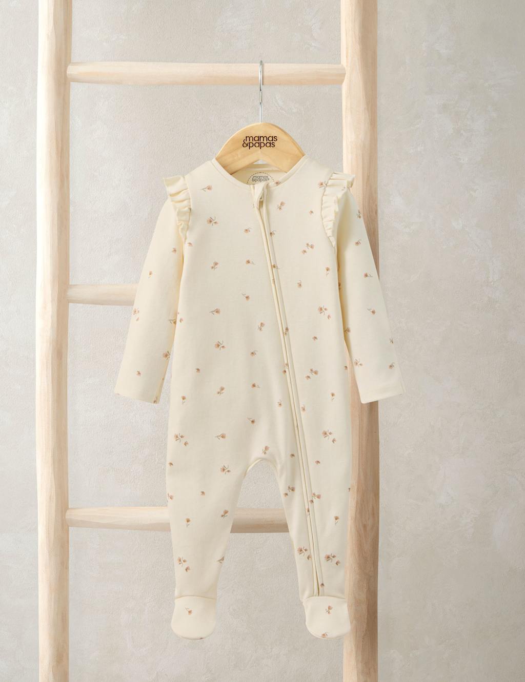 Mamas & Papas Girls Pure Cotton Floral Sleepsuits (6 ½lbs-12 Mths) - Tiny - Pink - Available at M&S