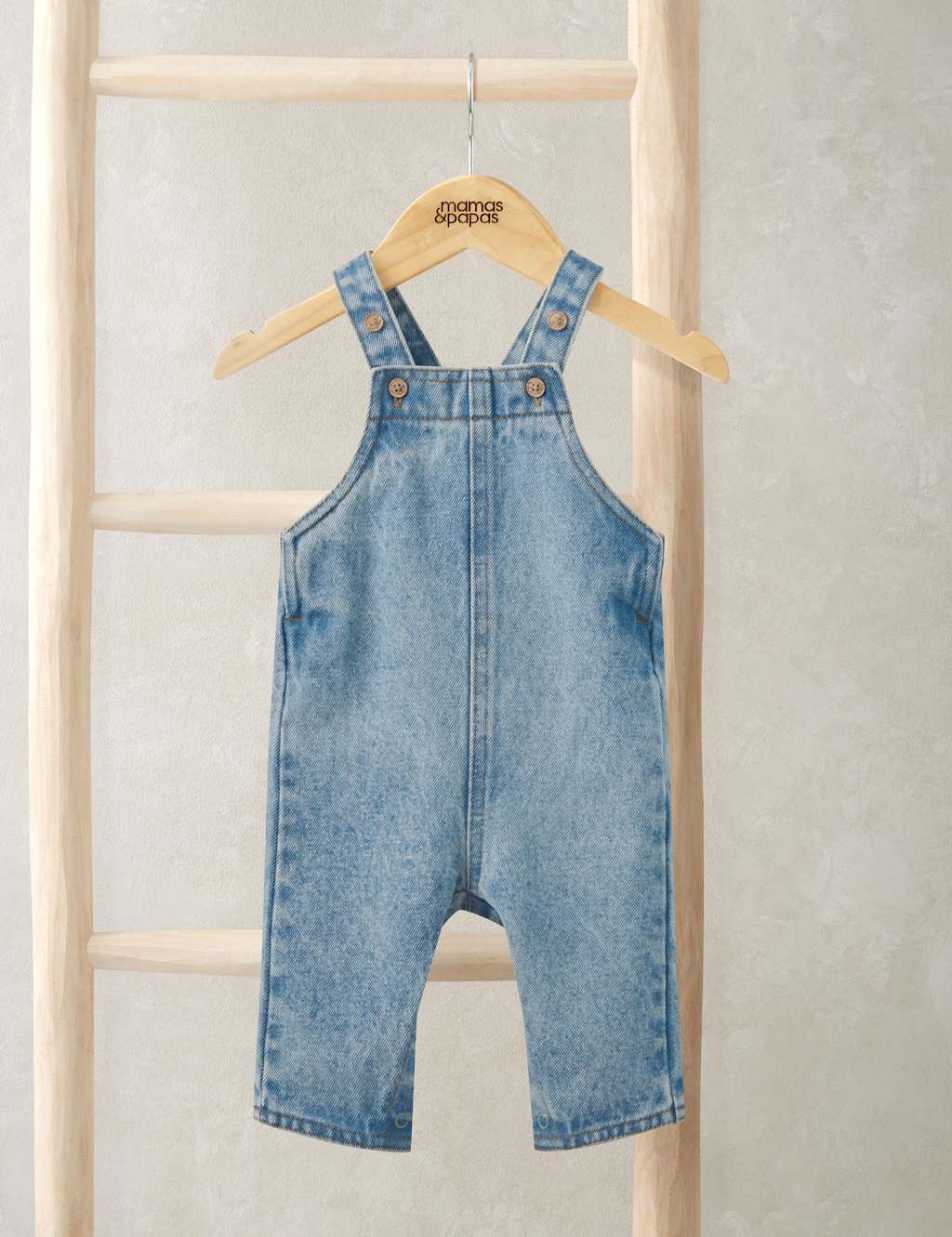 Mamas & Papas Boys Denim Dungarees (0-36 Mths) - 6-9 Months - Blue - Available at M&S