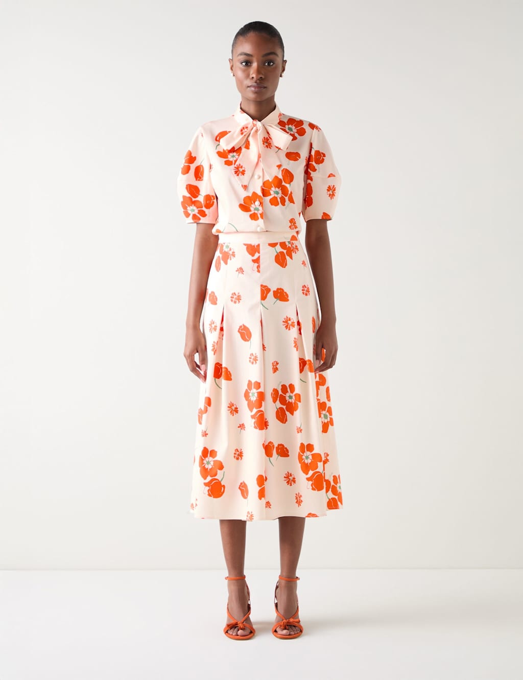 LK BENNETT Cotton Rich Floral Cropped Culottes Multi