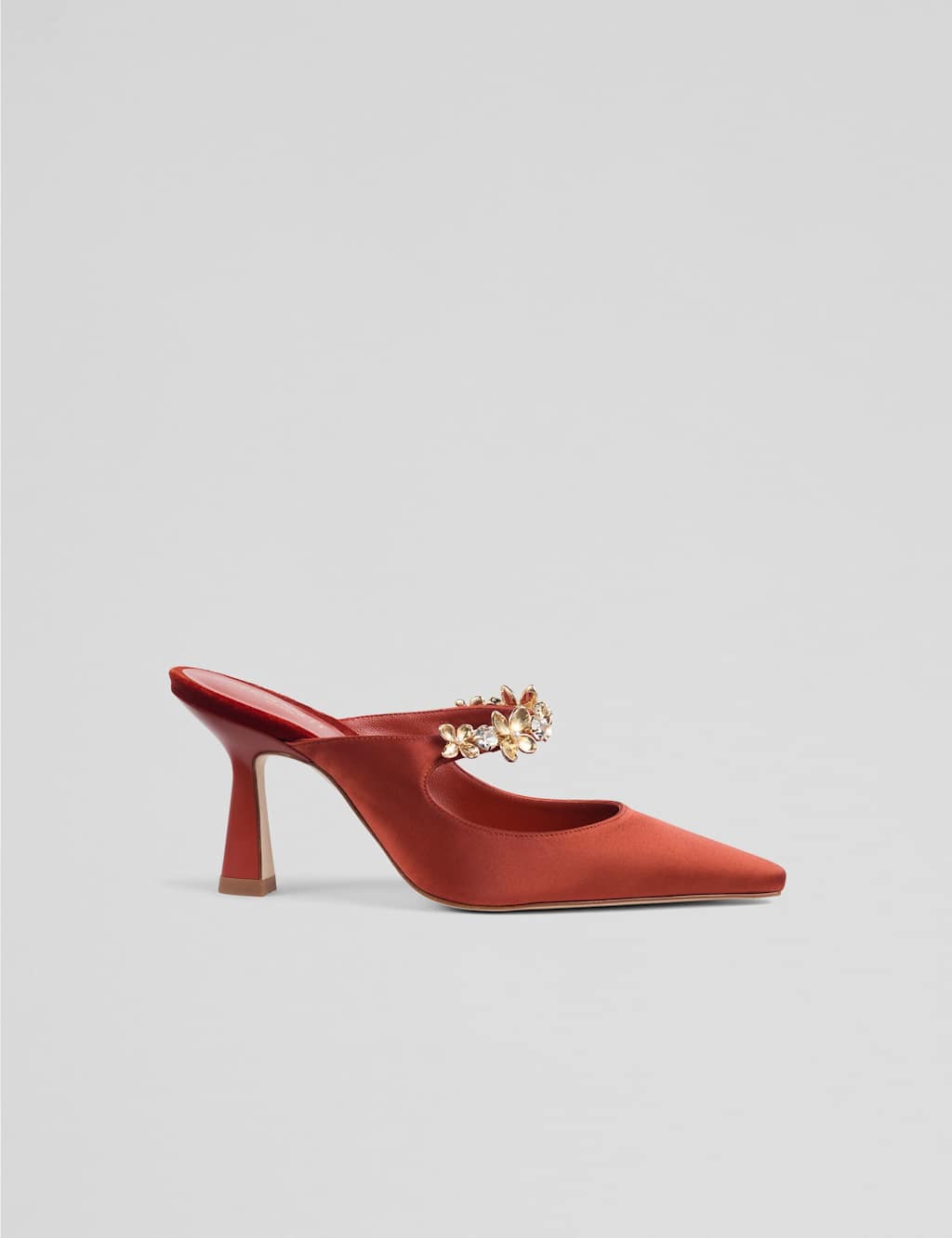 Lk Bennett Women's Satin Flower Trim Mule Court Shoes - 6 - Orange Mix, Orange Mix
