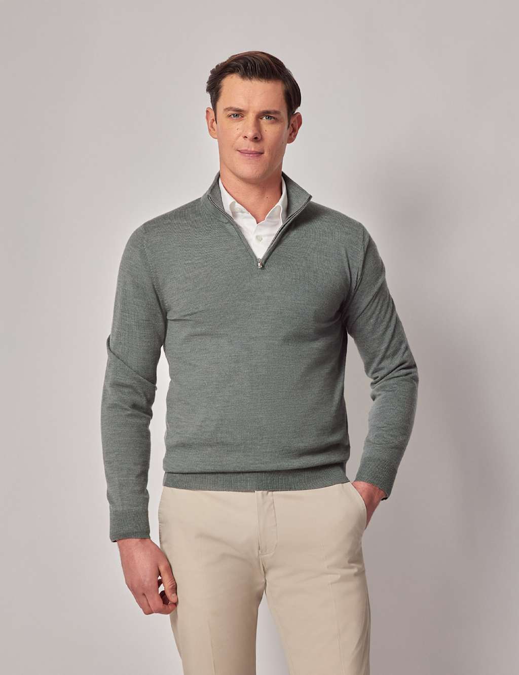 Pure Wool Half Zip Jumper