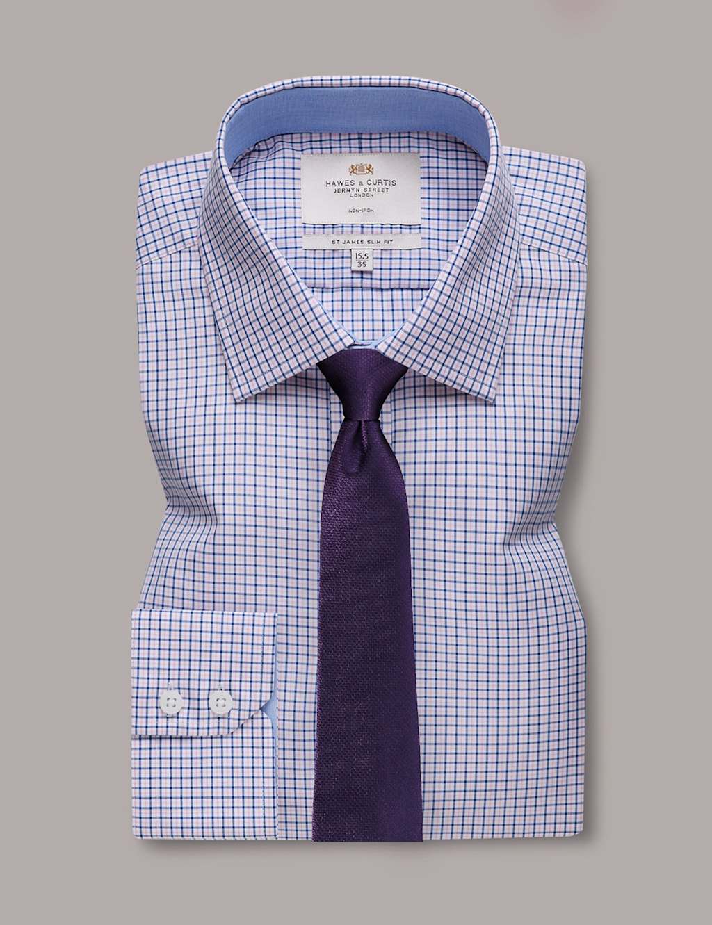Hawes & Curtis Men's Slim Fit Pure Cotton Check Shirt - 15.534 - Pink Mix, Pink Mix