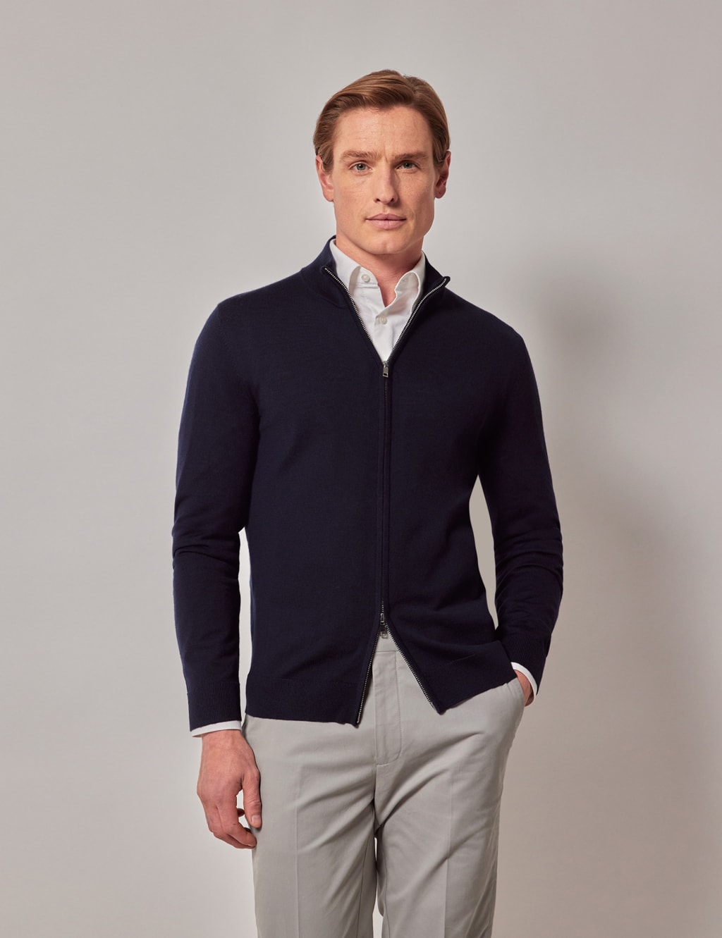 Pure Wool Zip Up Jumper