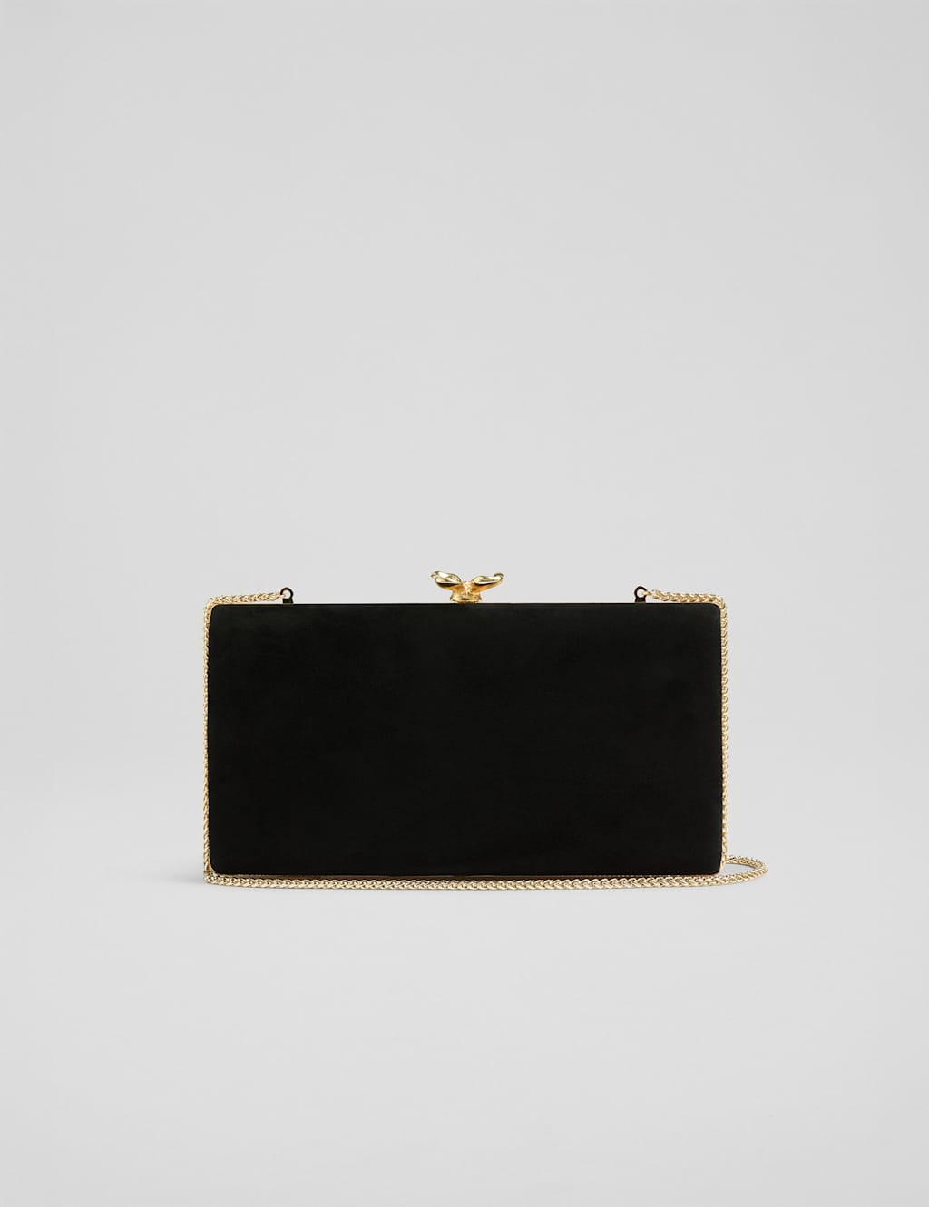 LK BENNETT Suede Clutch Bag Black Mix