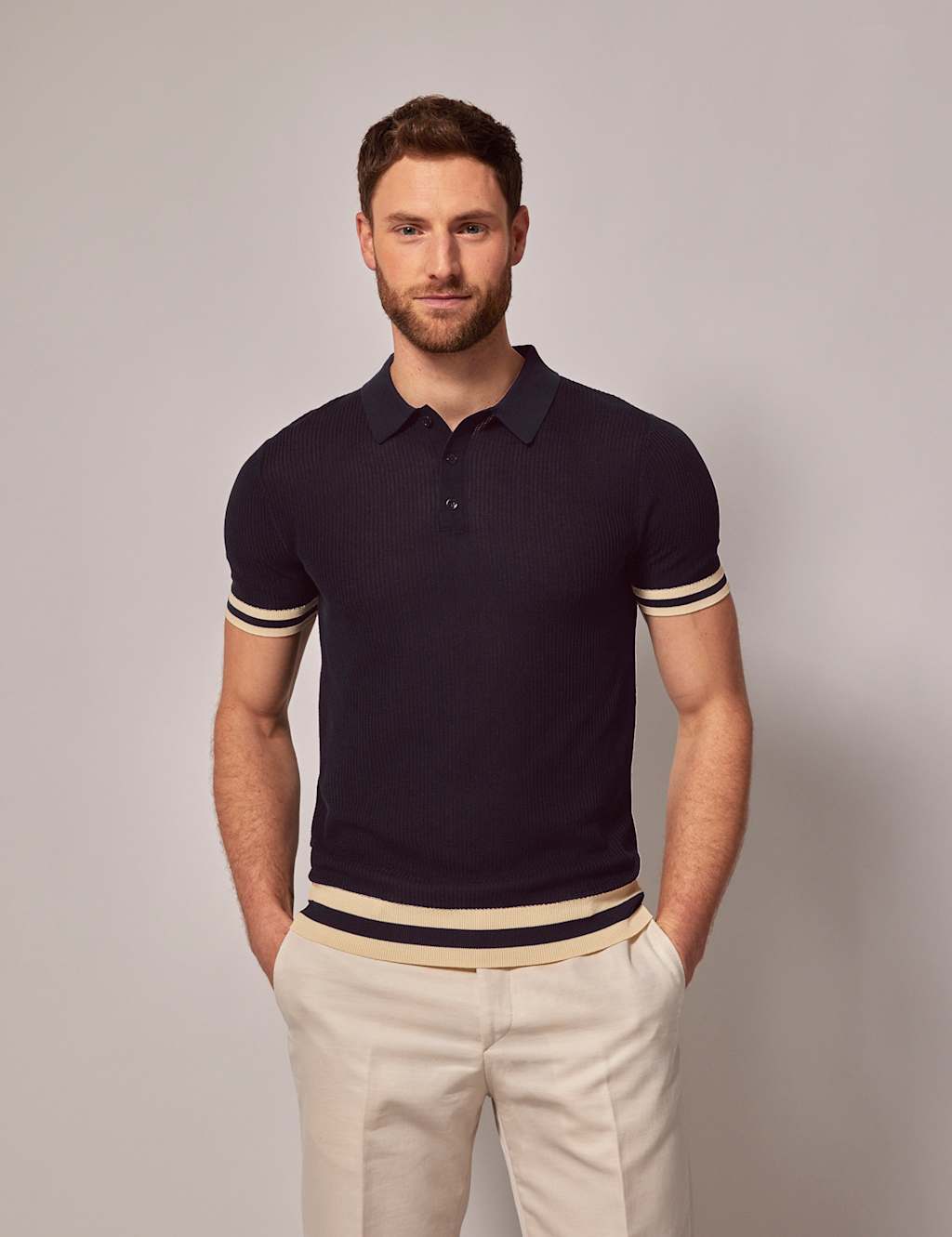 Pure Cotton Textured Polo Shirt