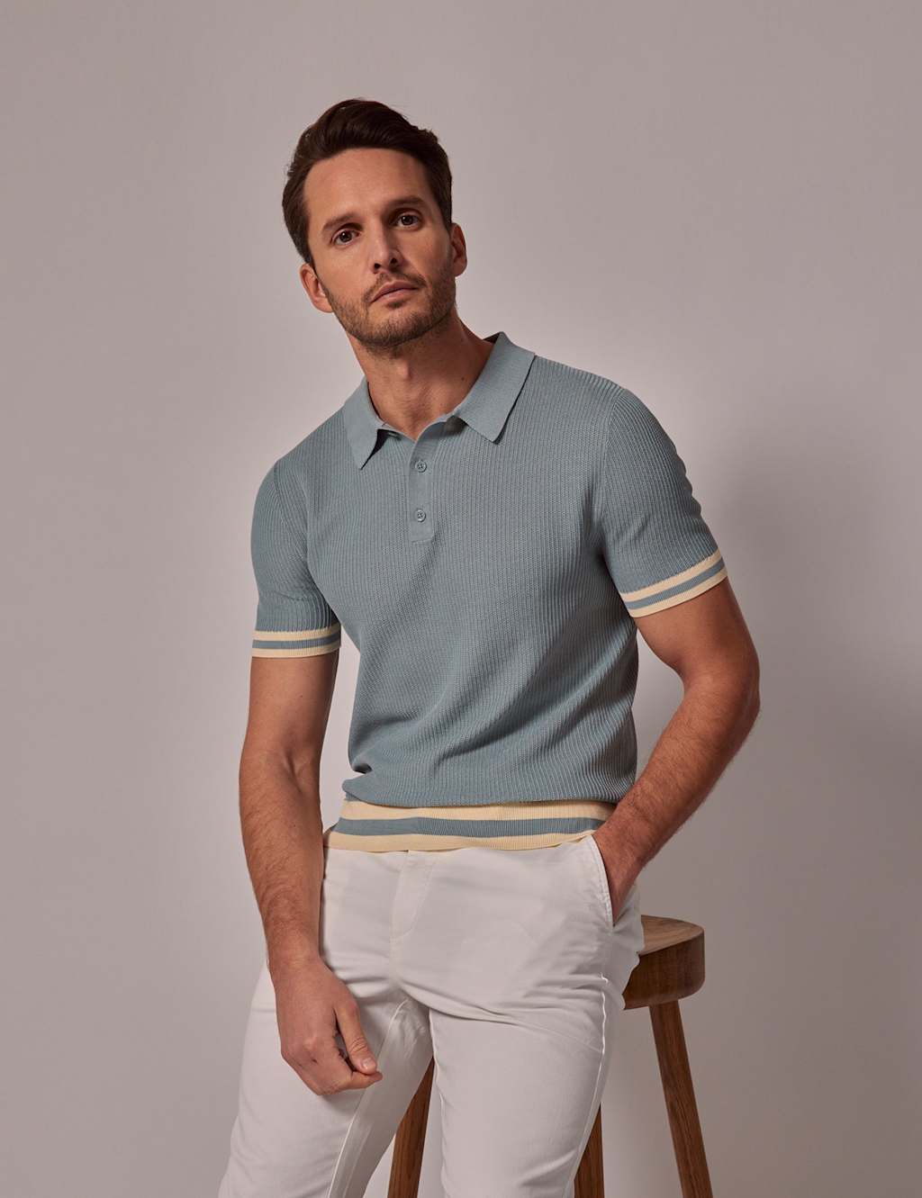 Pure Cotton Textured Polo Shirt