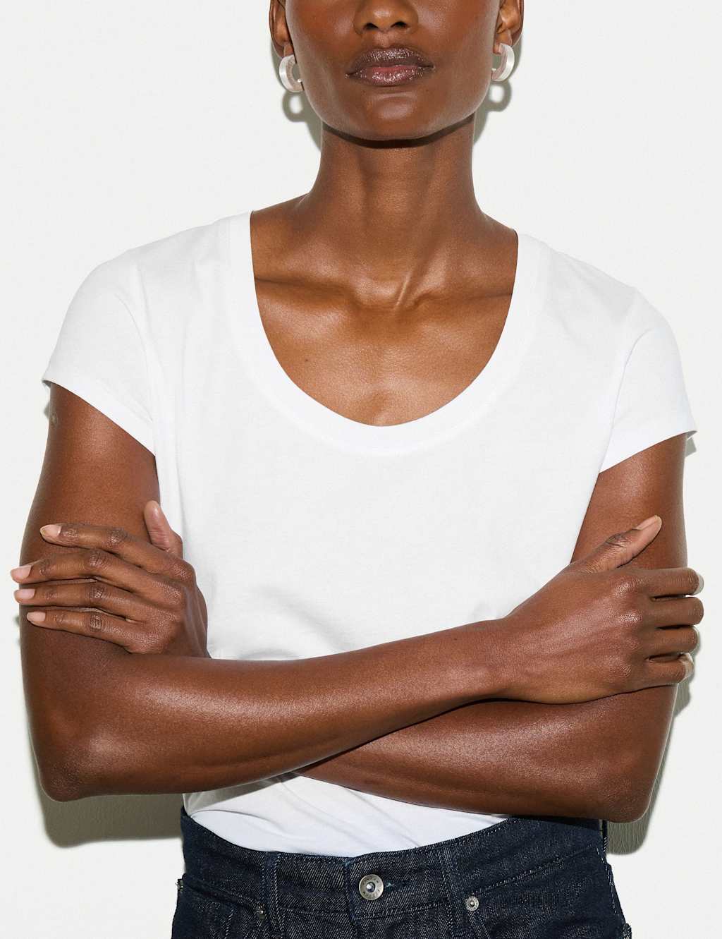 Jigsaw Women's Pure Cotton Scoop Neck T-Shirt - Small - White - Available at M&S