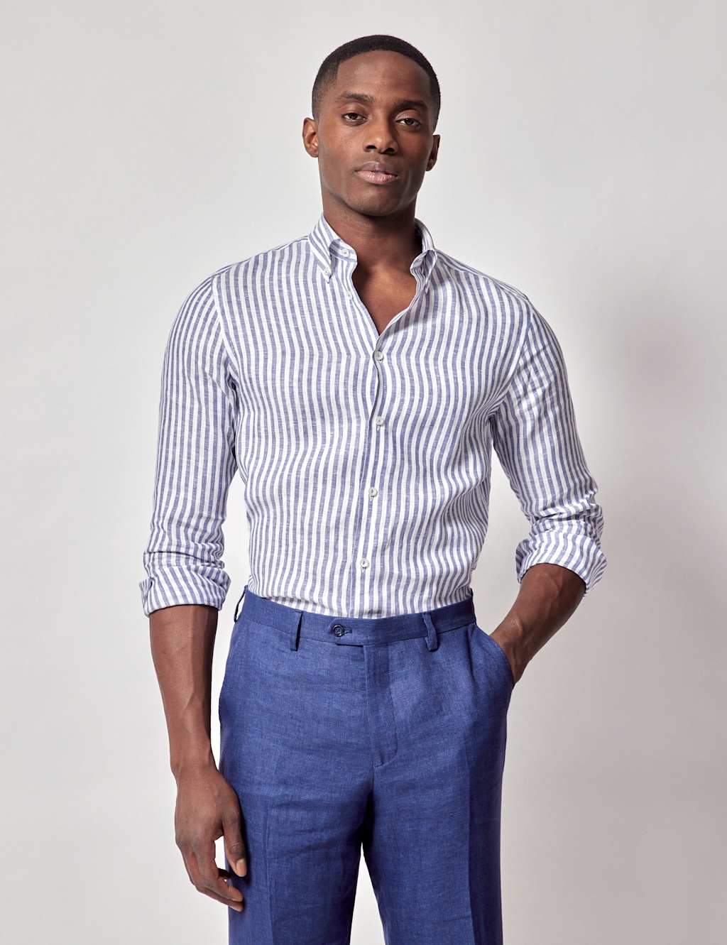 Slim Fit Pure Linen Striped Shirt