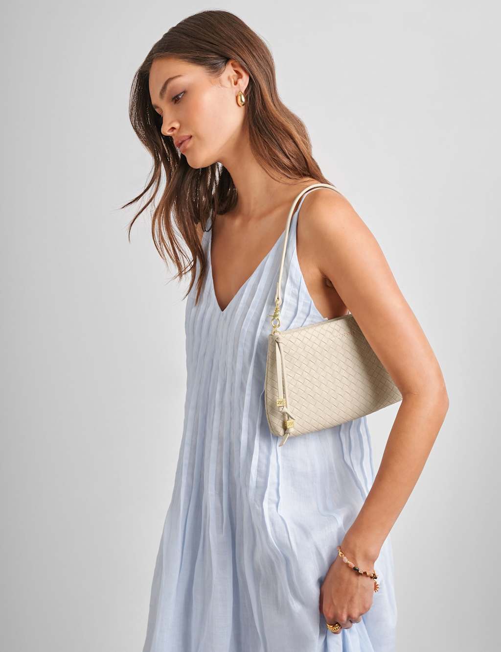 Katie Loxton Women's Faux Leather Woven Texture Clutch Bag - White - Available at M&S