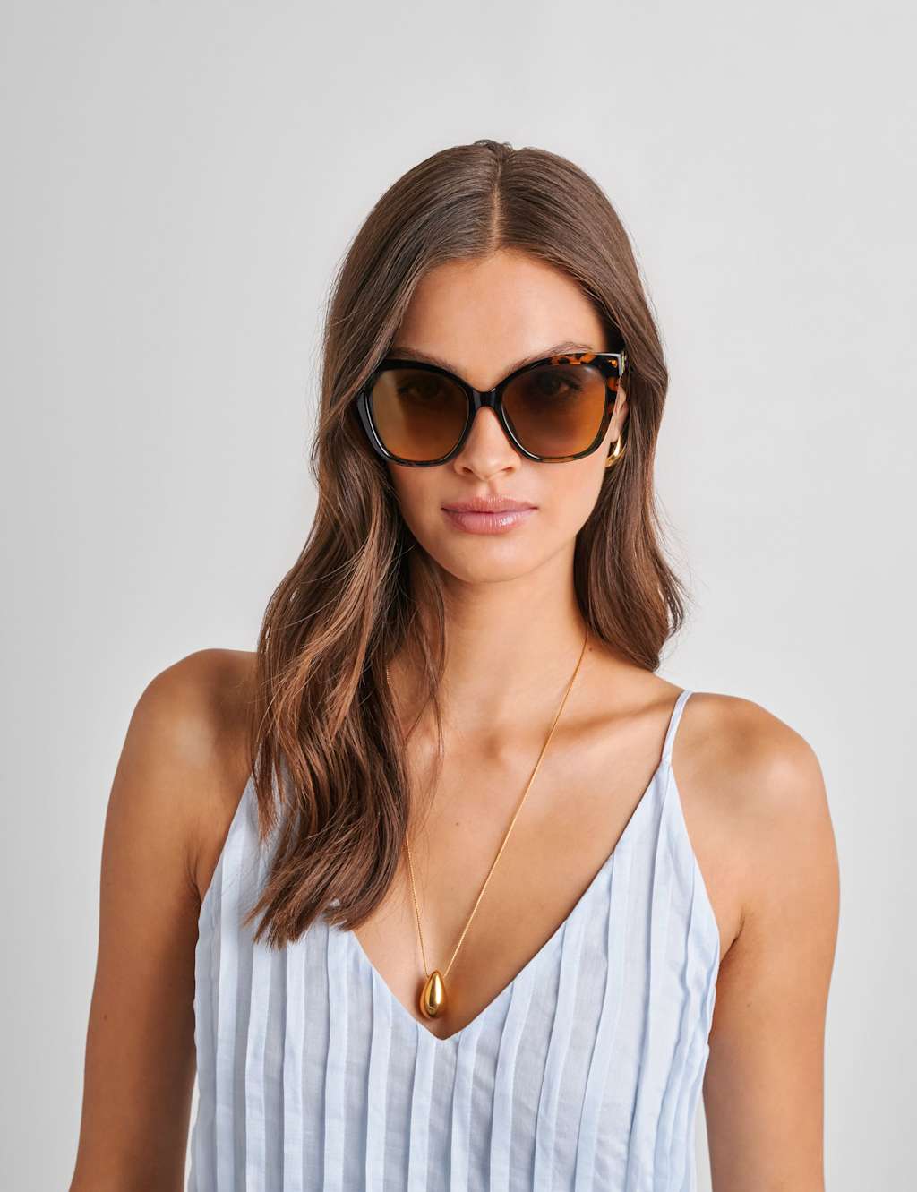Katie Loxton Women's Animal Print Oversized Cat Eye Sunglasses - Brown Mix - Available at M&S