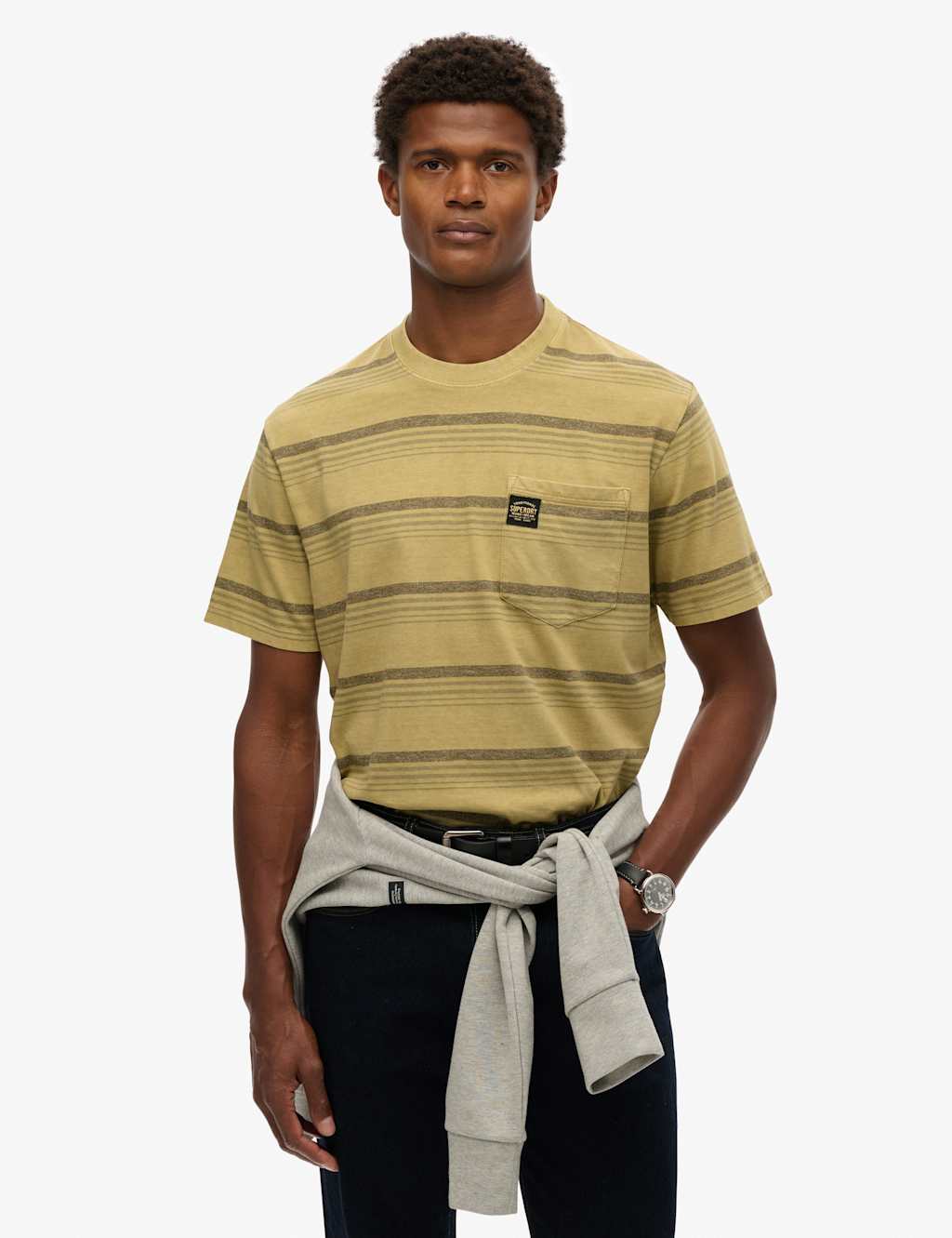 Pure Cotton Striped Crew Neck T-Shirt