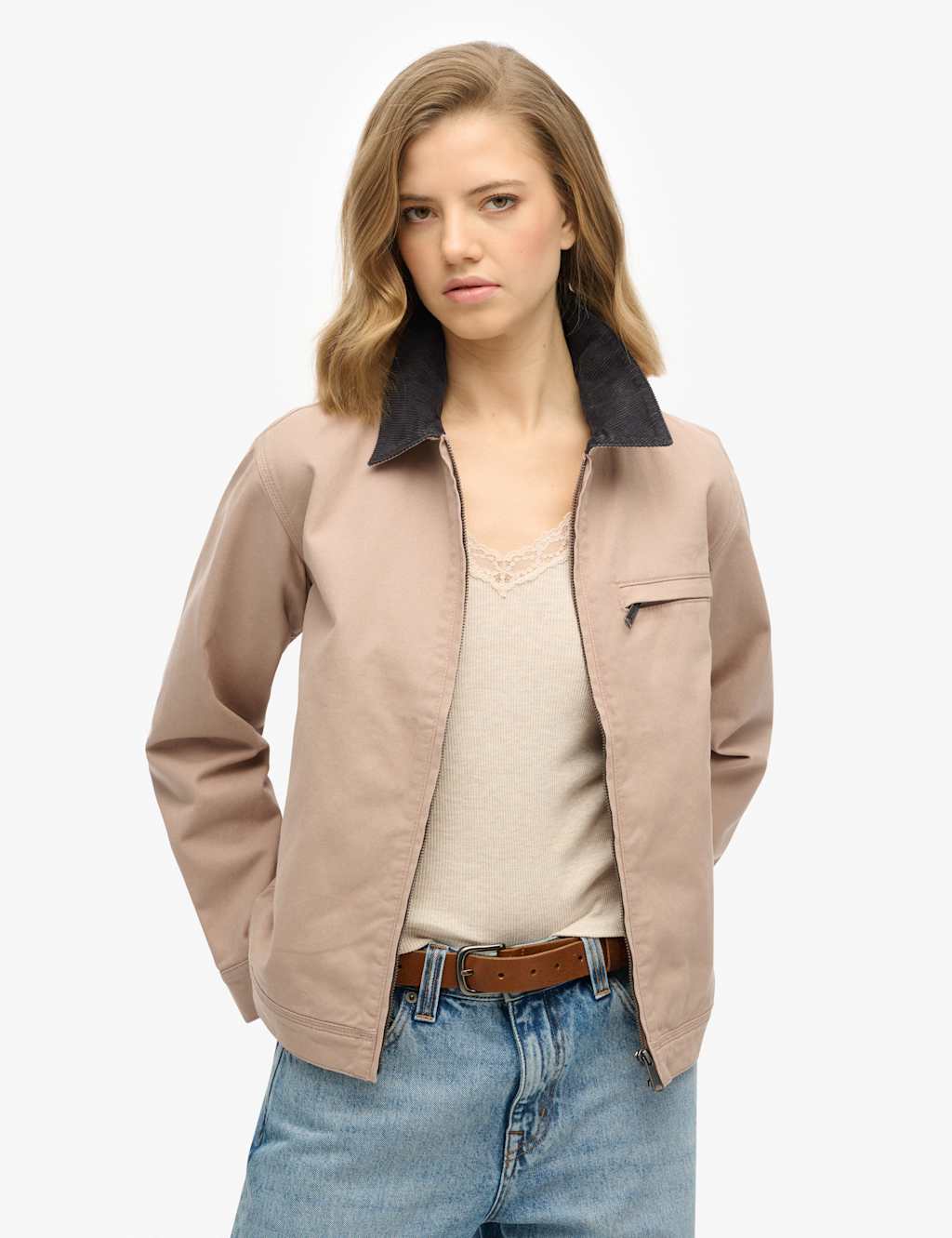Pure Cotton Cord Collar Relaxed Jacket