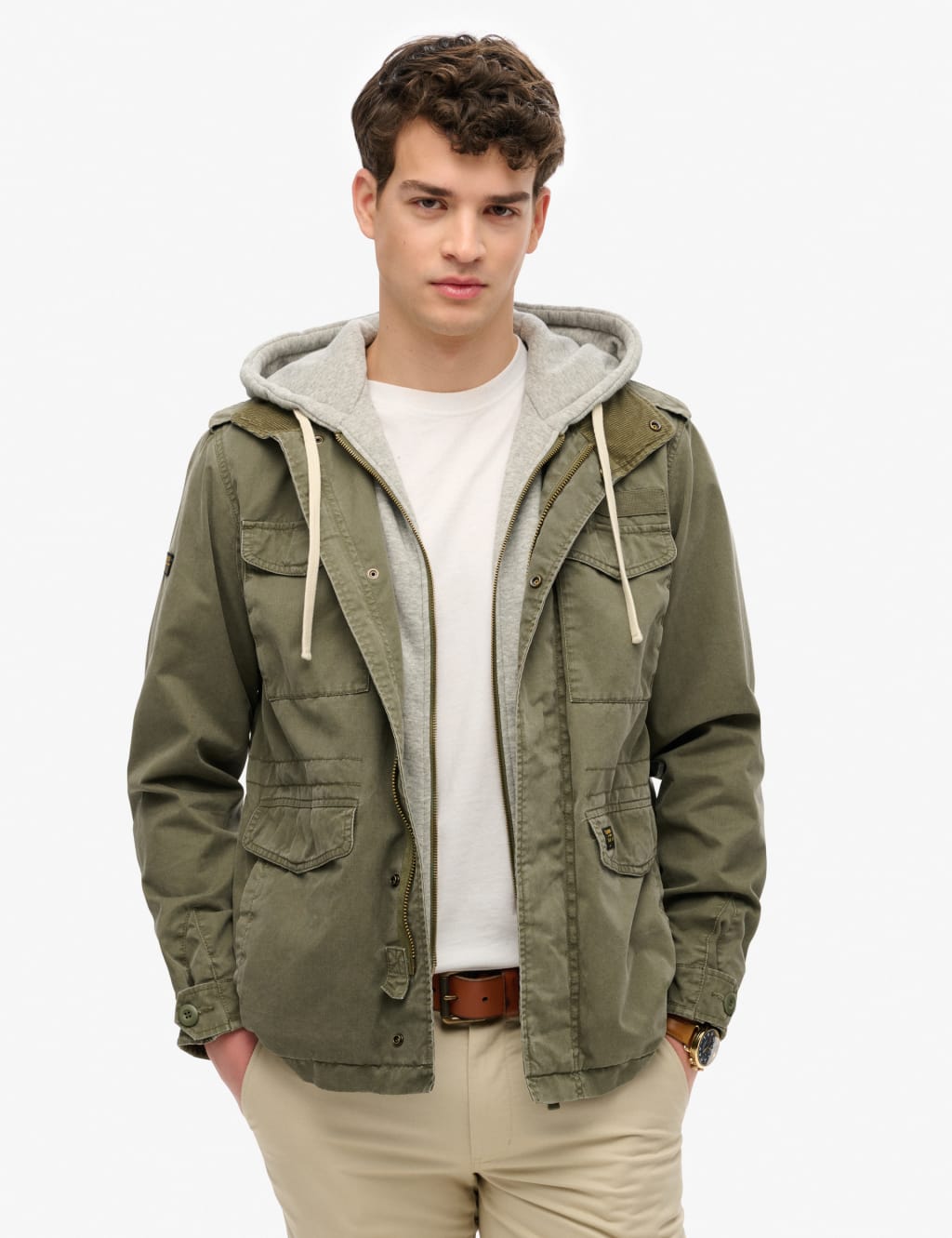 Pure Cotton Utility Hooded Jacket