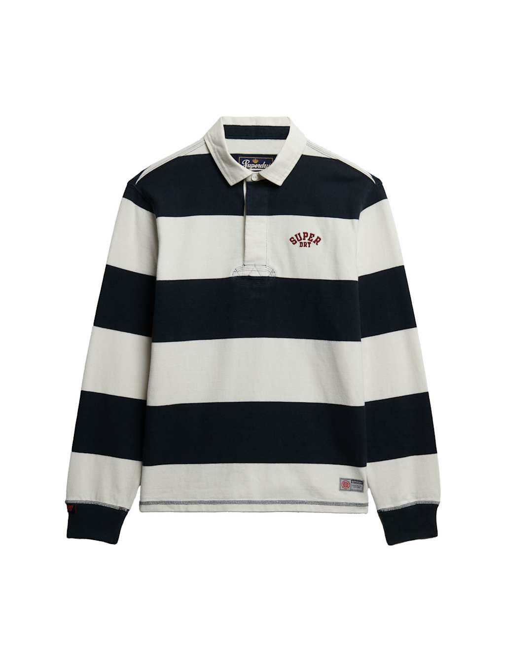 Superdry & Co Pure Cotton Striped Long Sleeve Rugby Top Navy