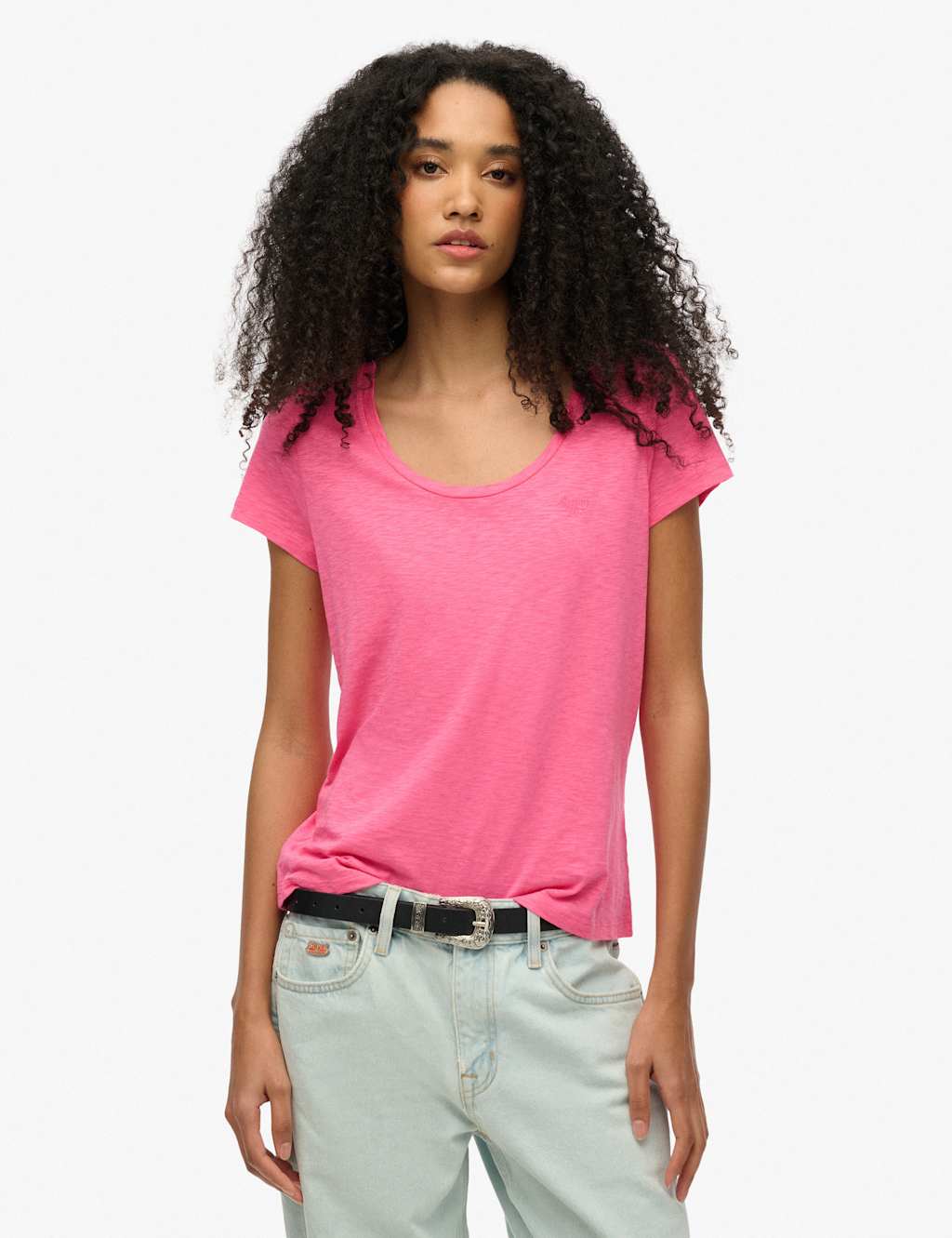 Cotton Rich Embroidered Scoop Neck T-Shirt