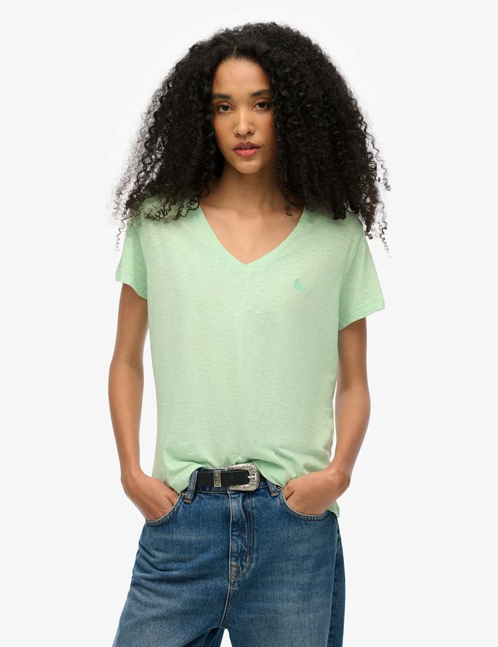 Cotton Rich Embroidered Scoop Neck T-Shirt
