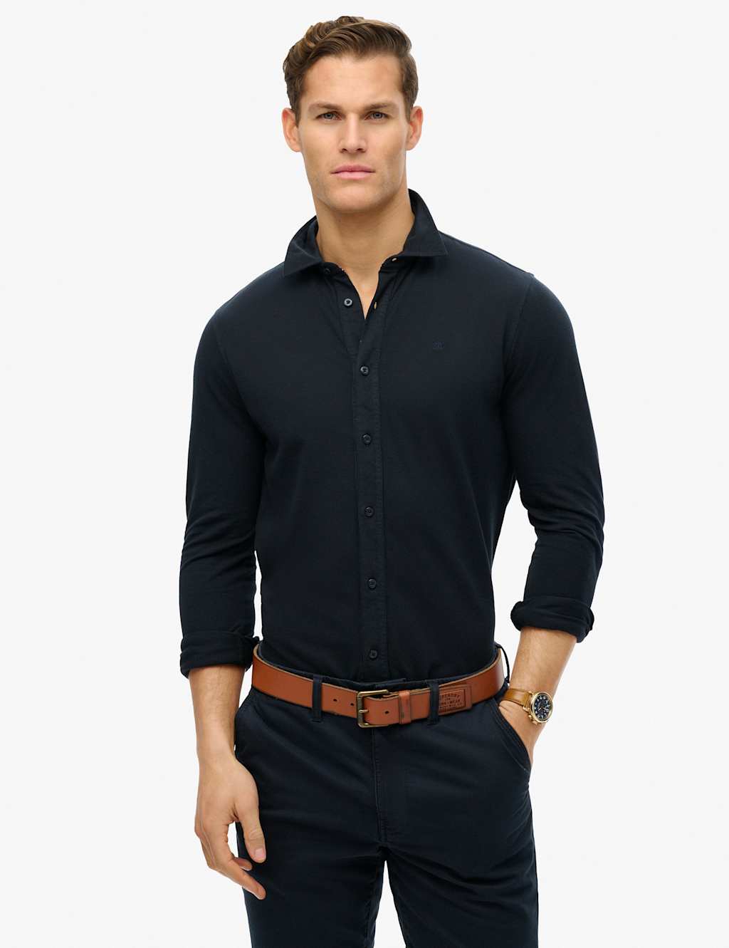 Relaxed Fit Pure Cotton Long Sleeve Shirt