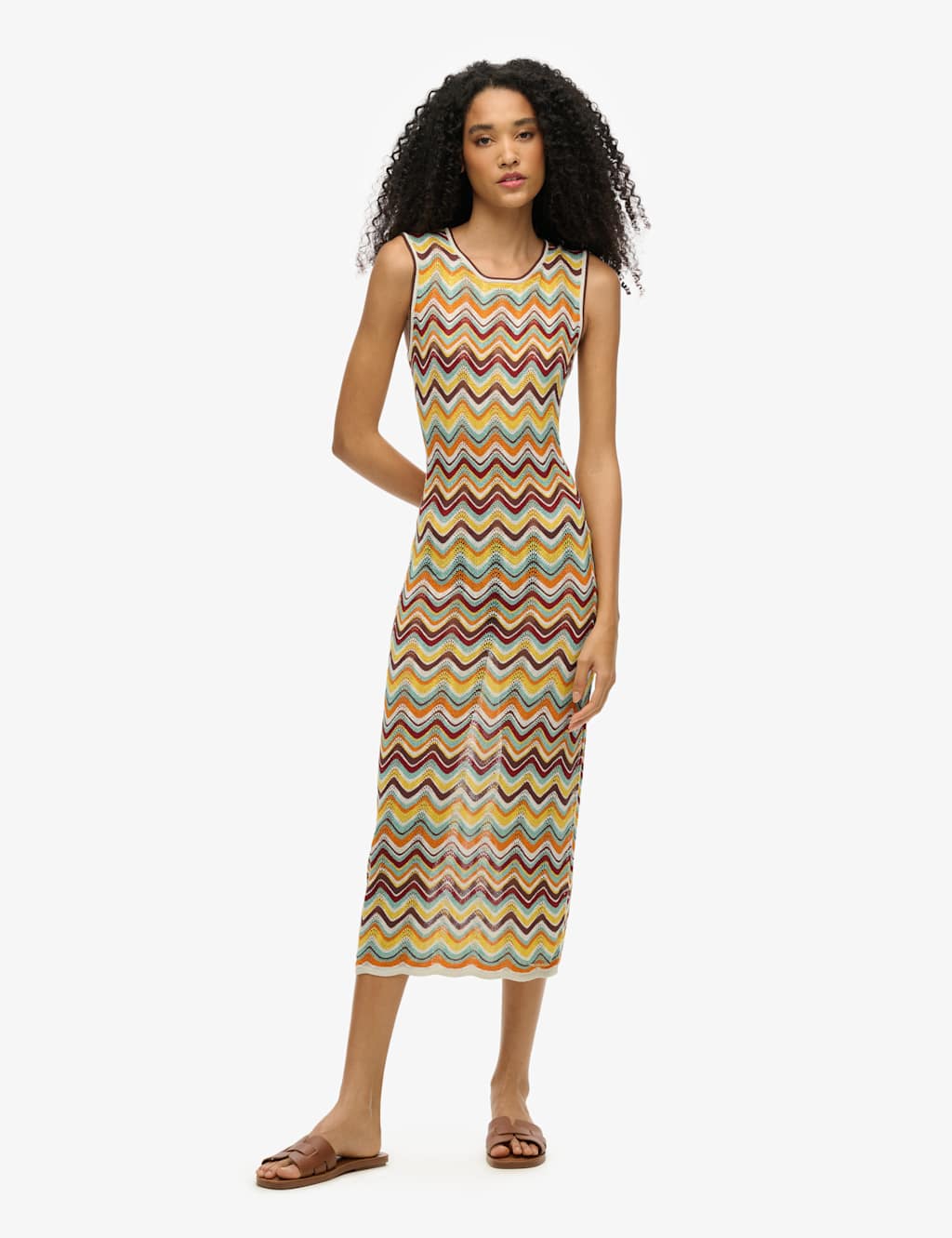 Knitted Colour Block Midi Bodycon Dress
